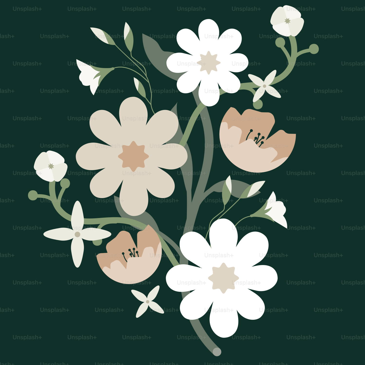 Ein Blumenstrauß auf grünem Hintergrund