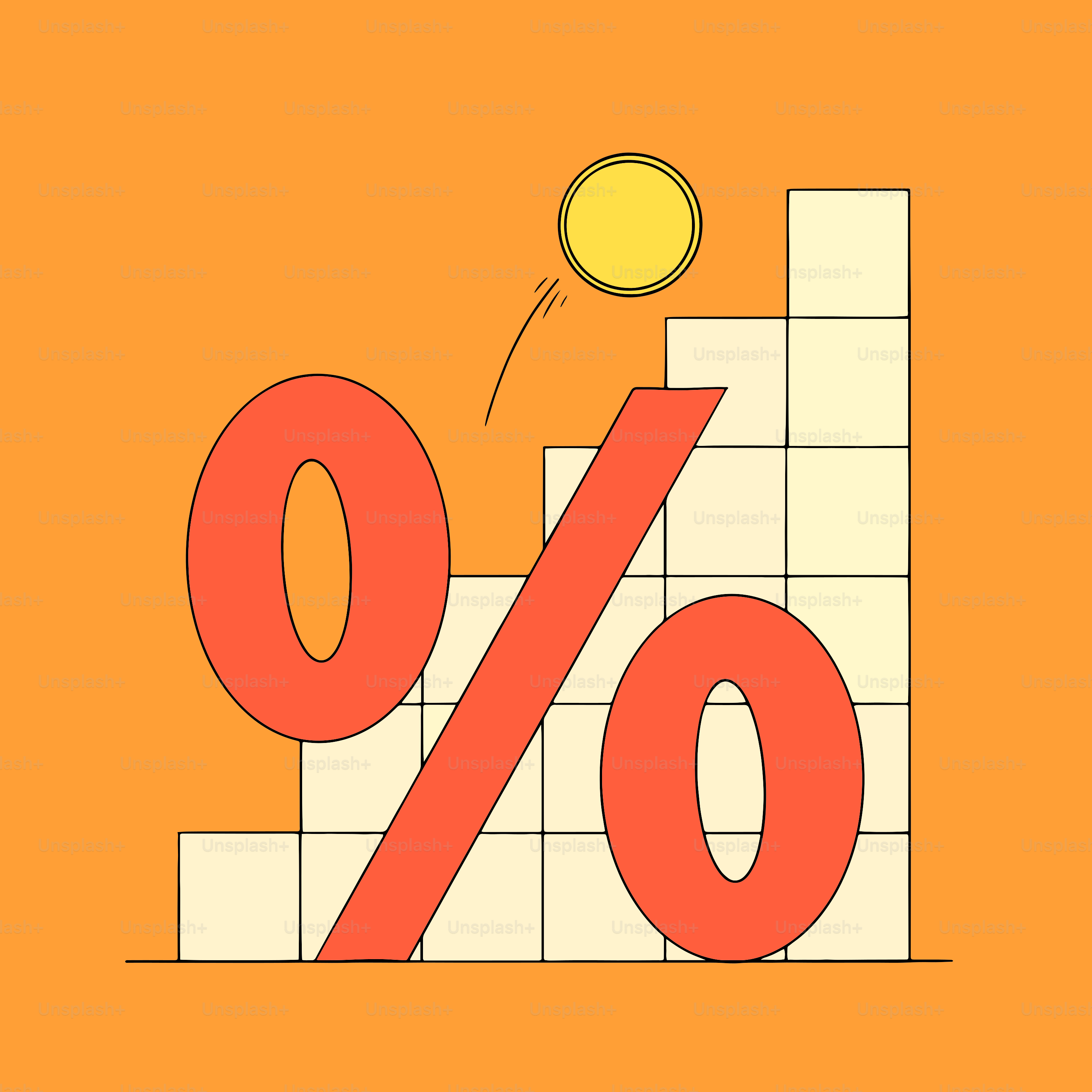 An orange background with a percentage sign