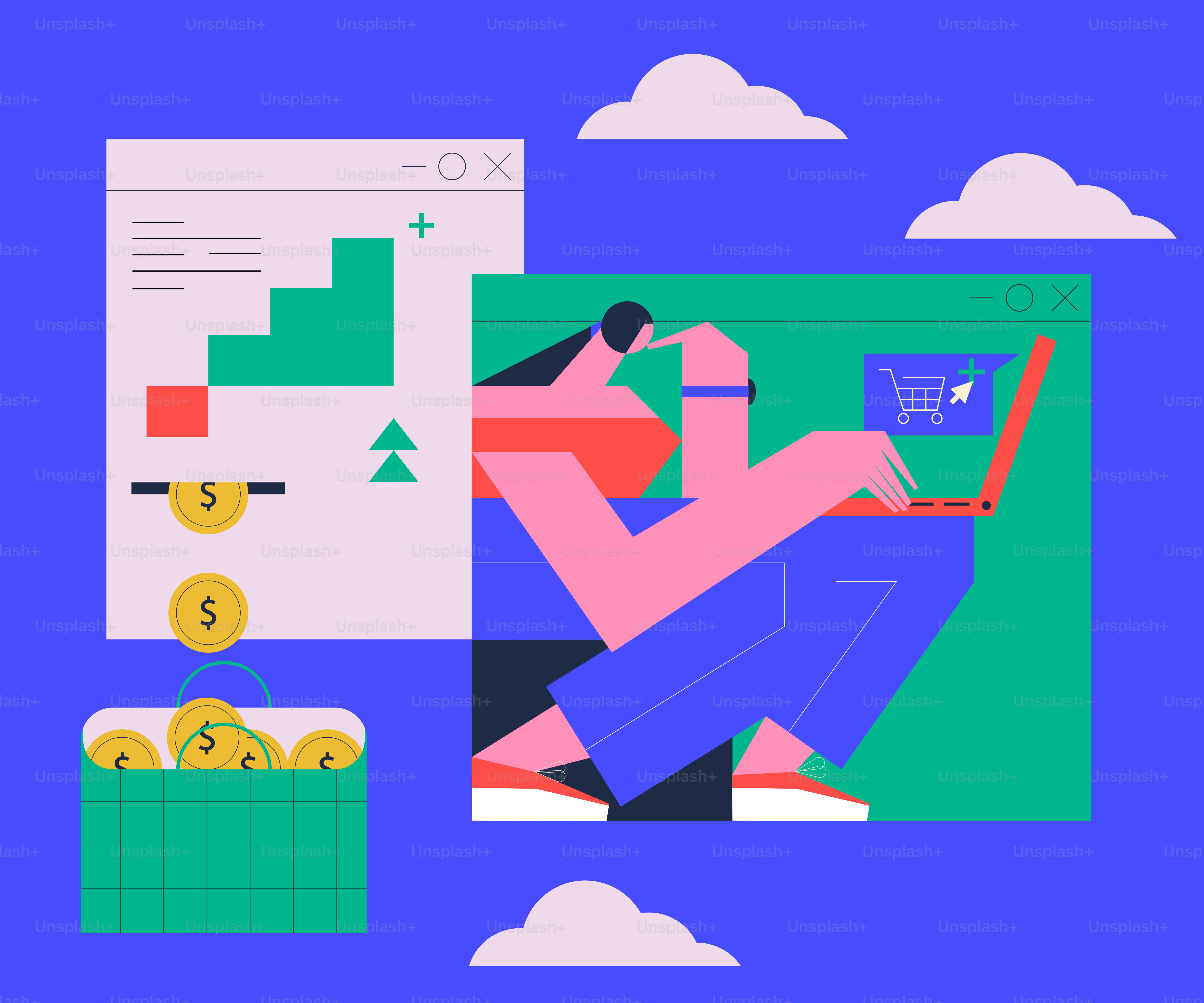 A man sitting on top of a pile of money