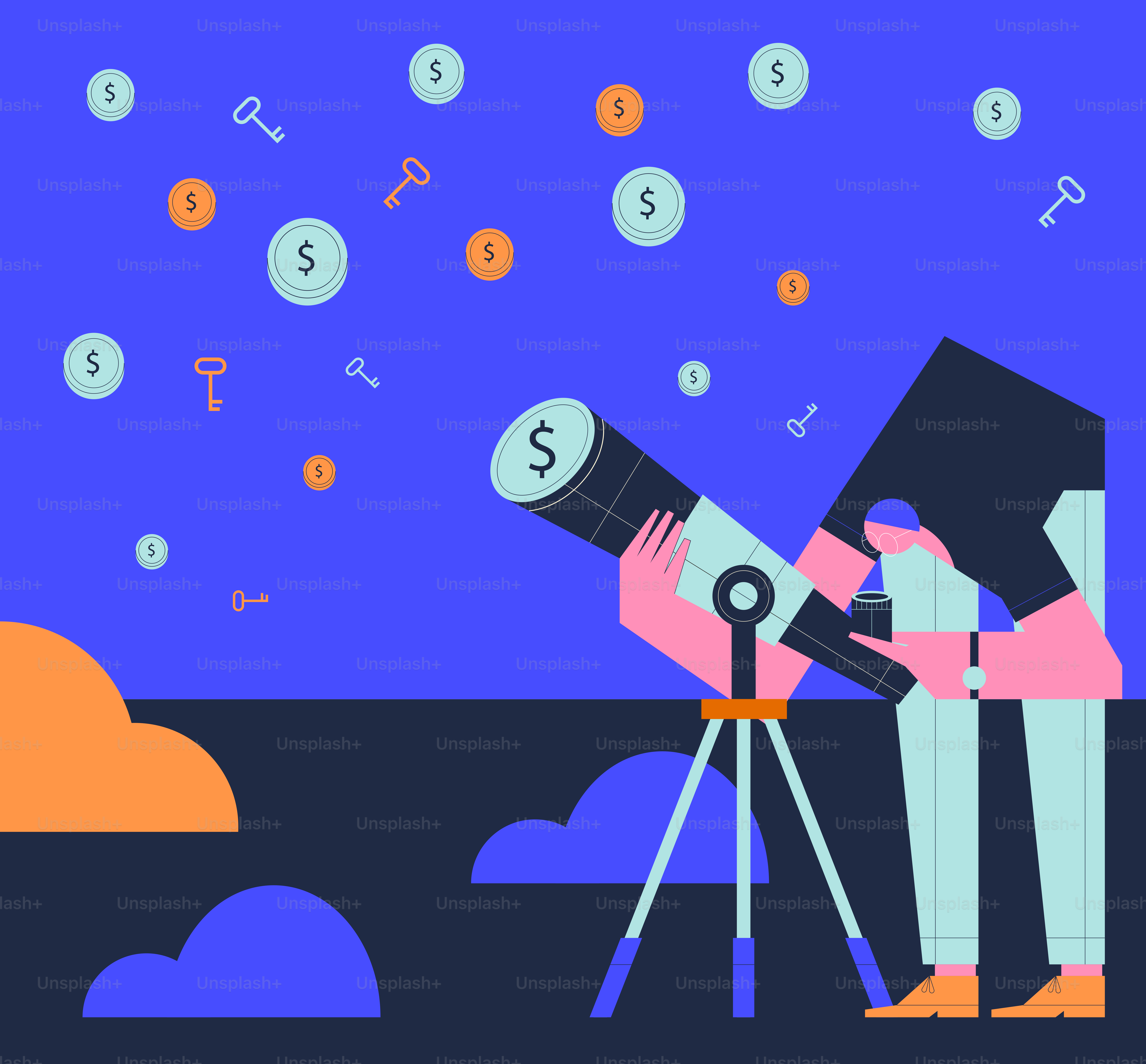 A man looking through a telescope into the sky