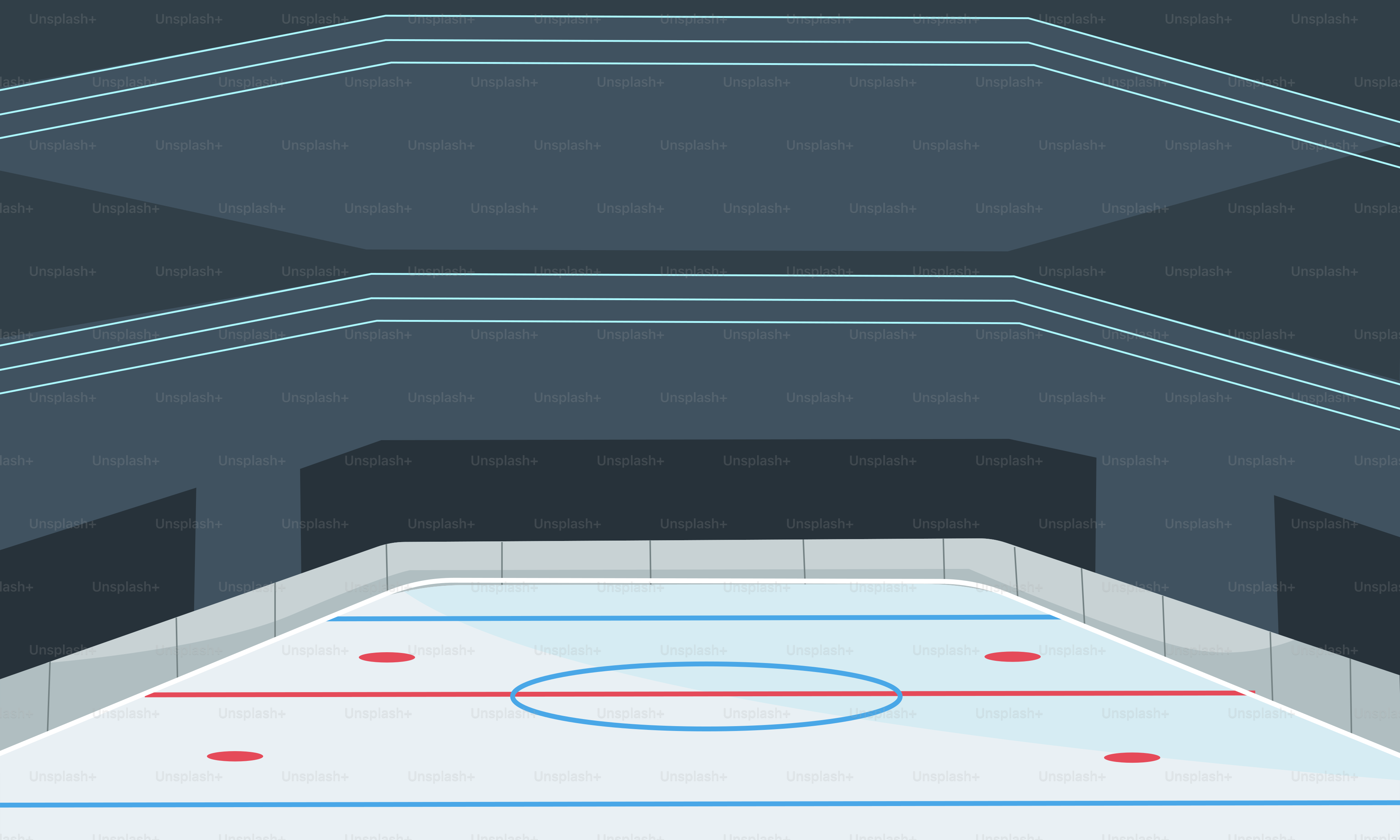A hockey rink with a goal in the middle of it