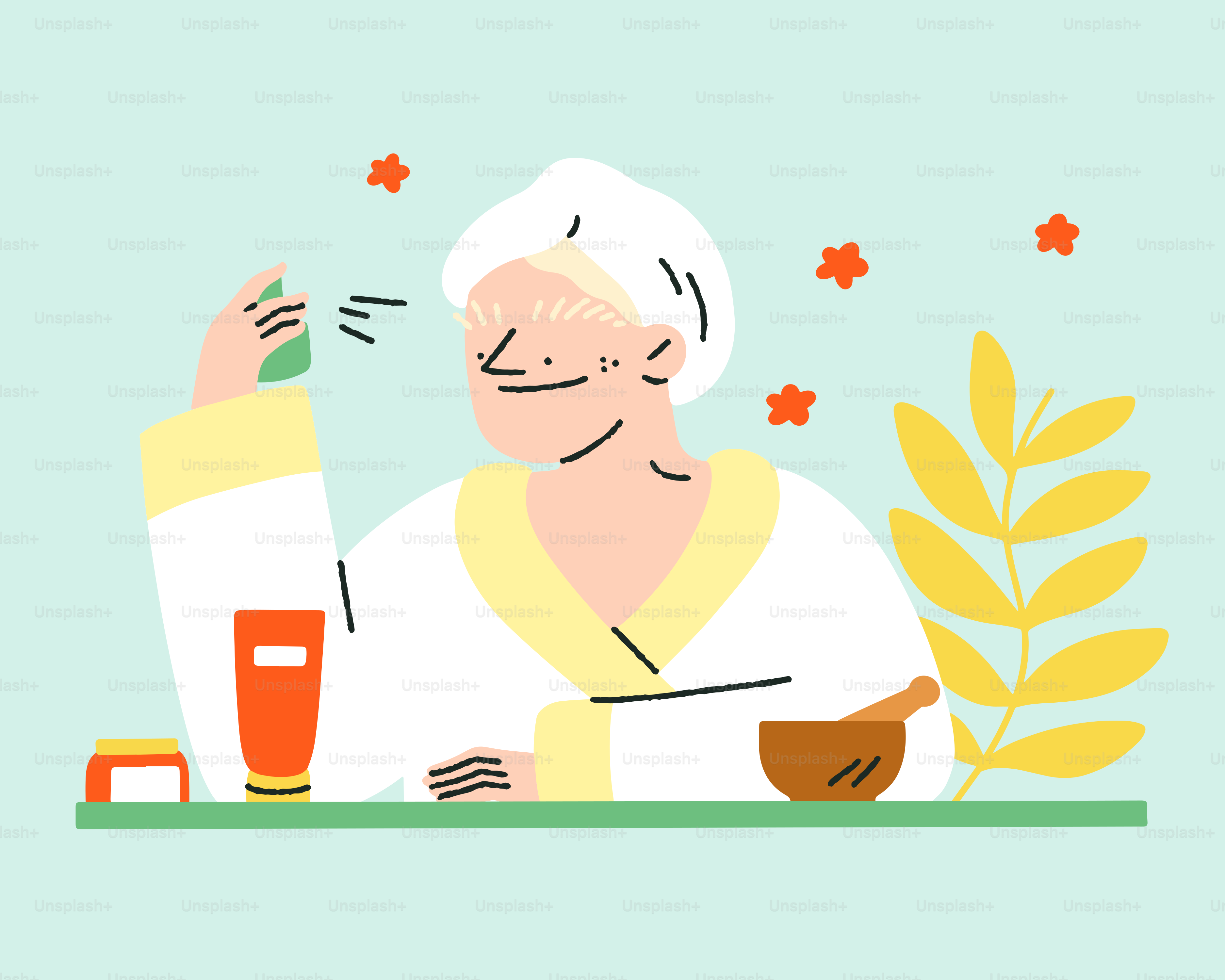 A woman sitting at a table with a cup of coffee