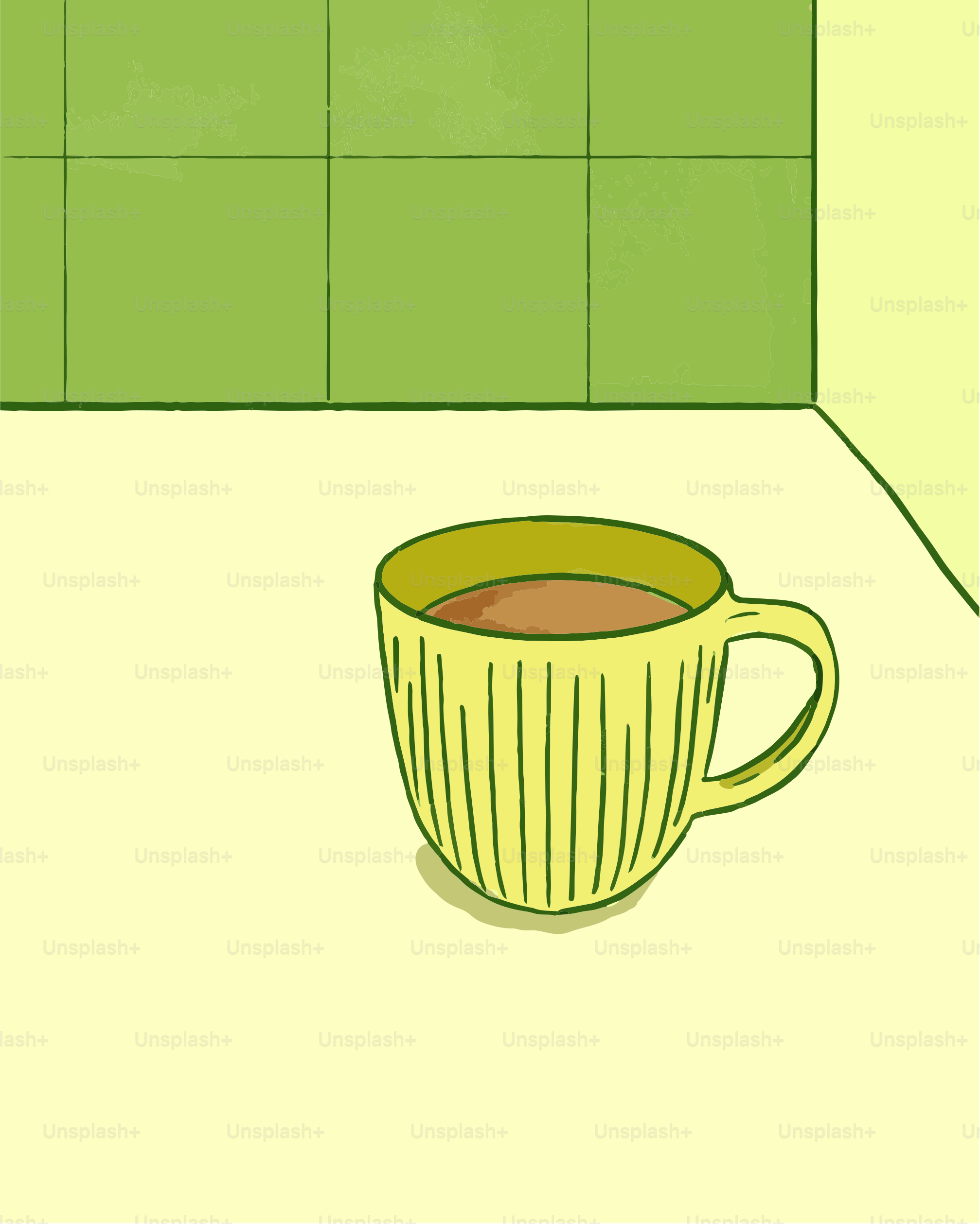 A cup of coffee sitting on top of a counter