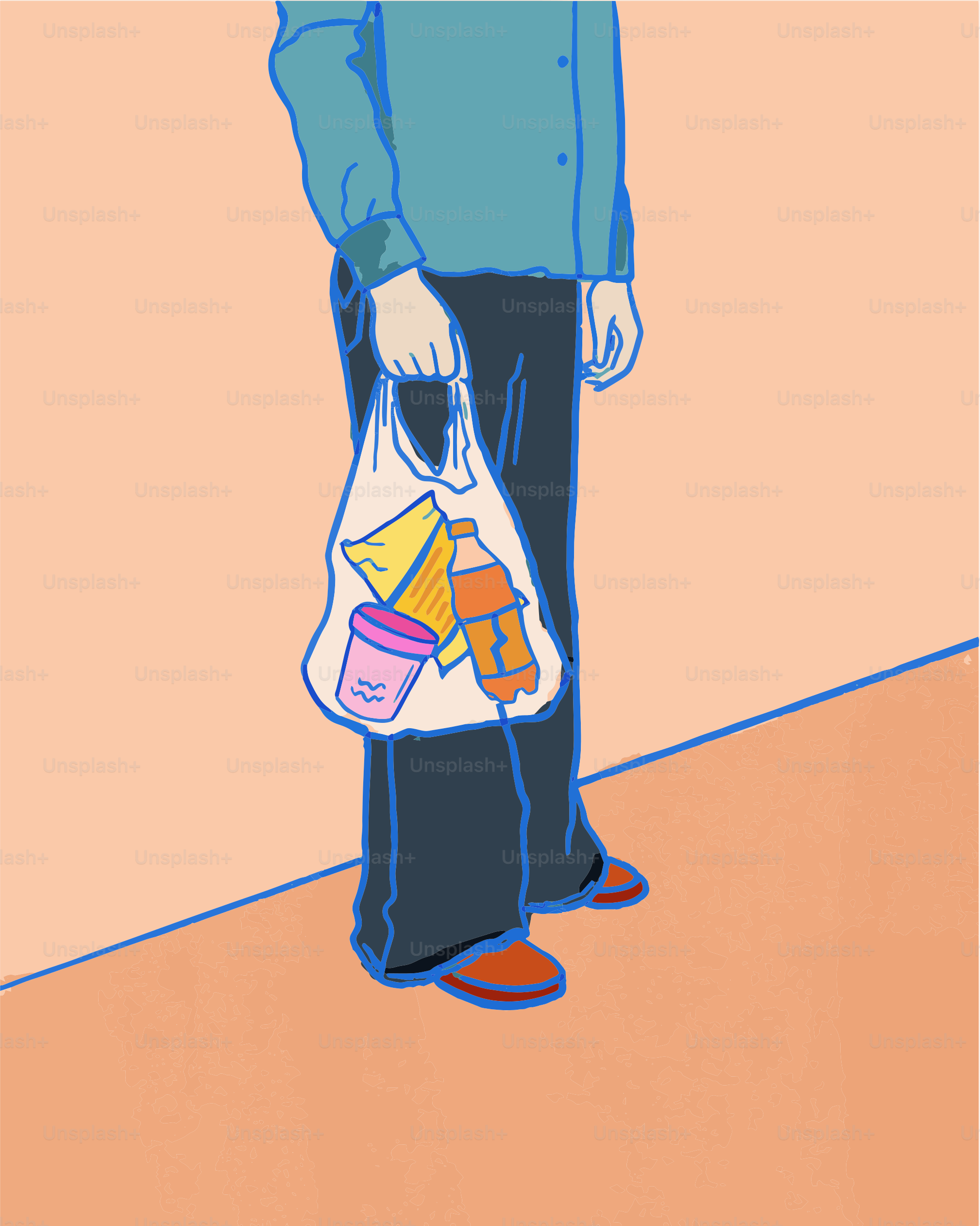 A man standing in a room holding a bag
