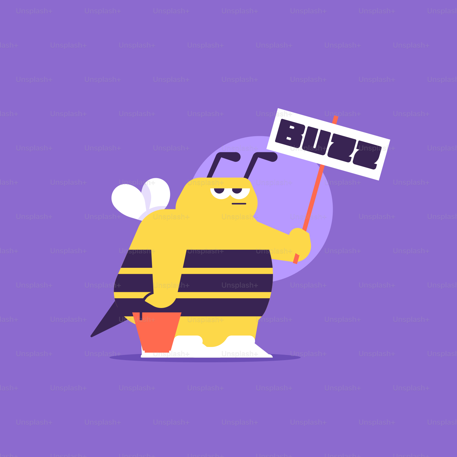 A cartoon character holding a sign that says bus