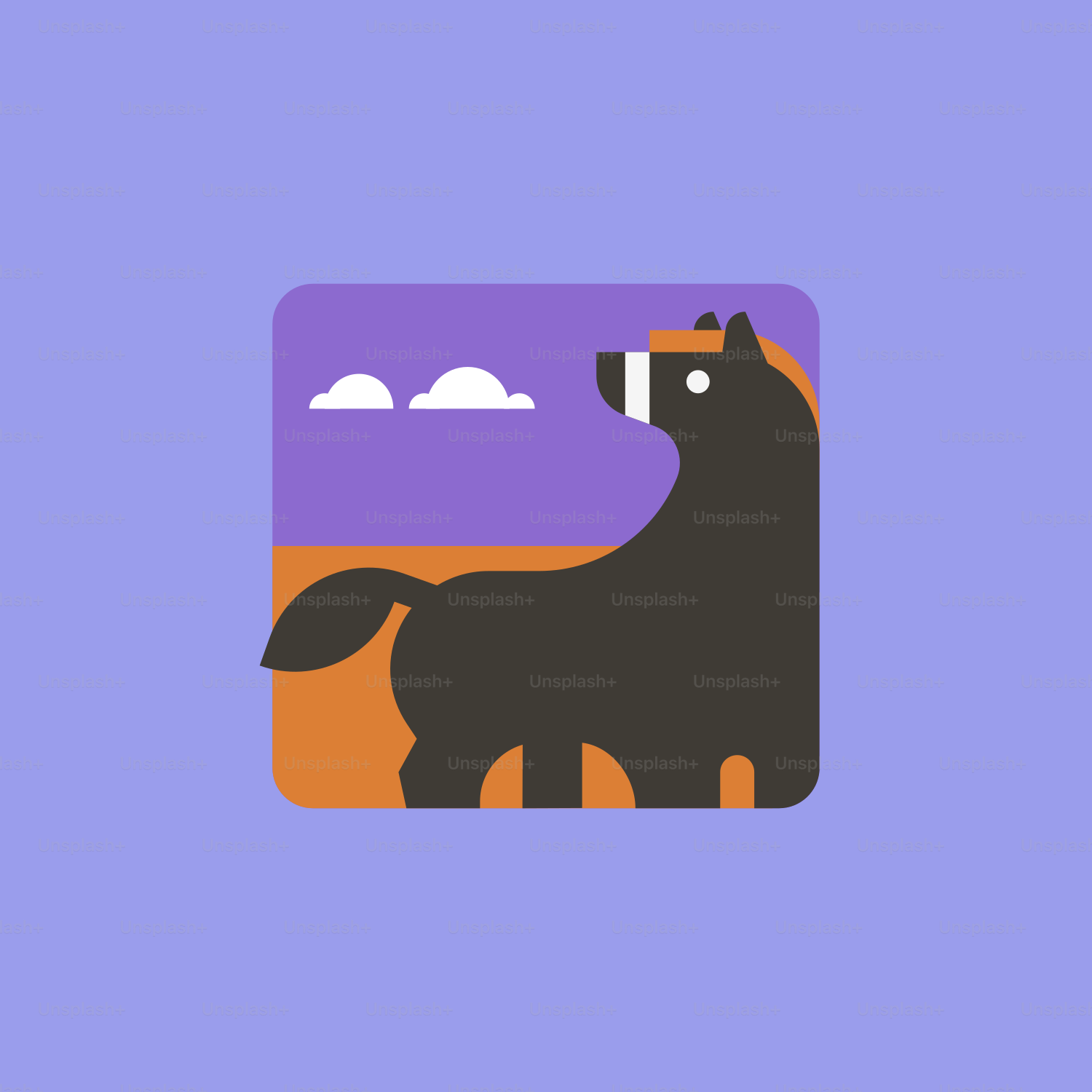 Un chien noir avec un fond violet