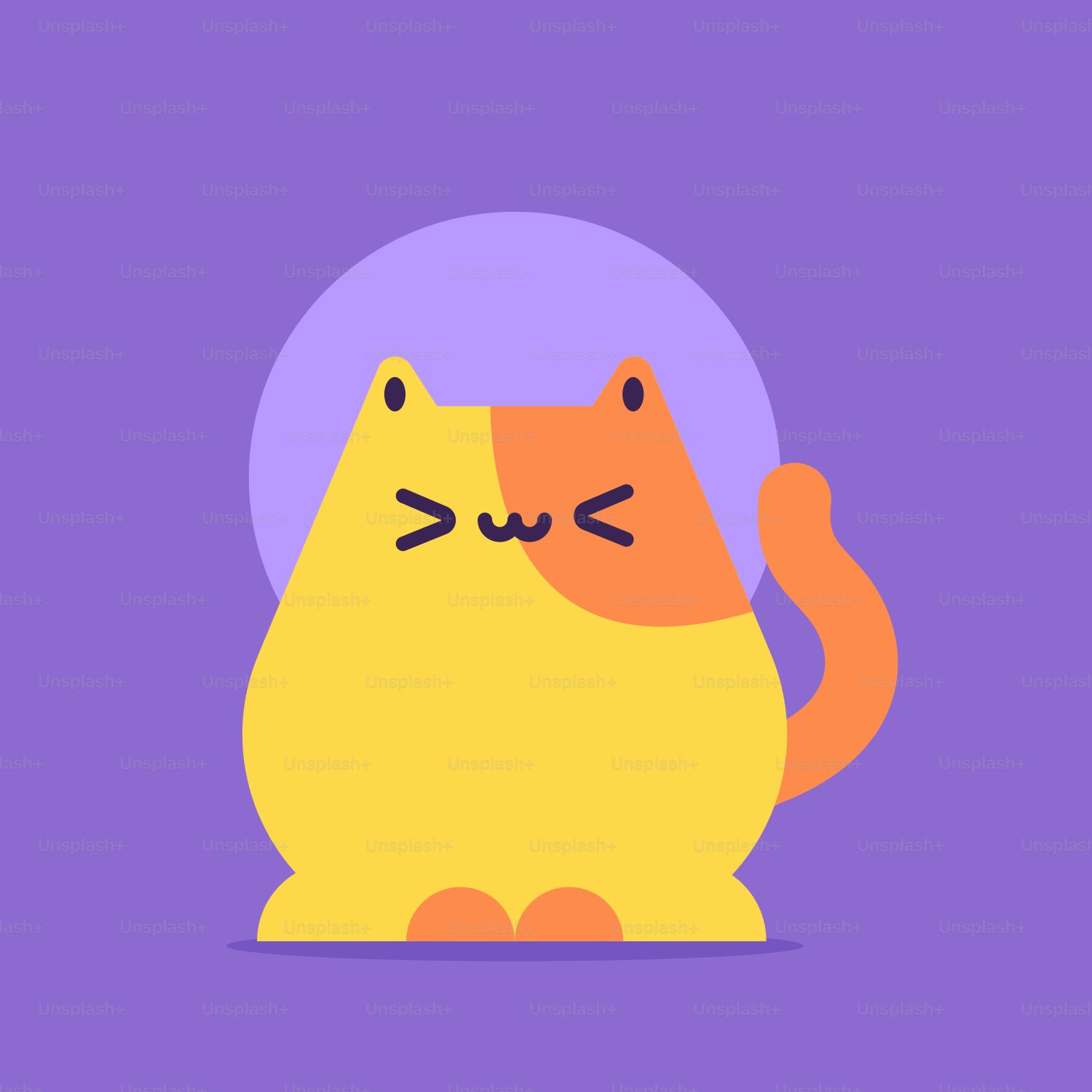 Un chat de dessin animé avec un fond violet vectoriel – Image de Chat sur  Unsplash, image size:3000x3000