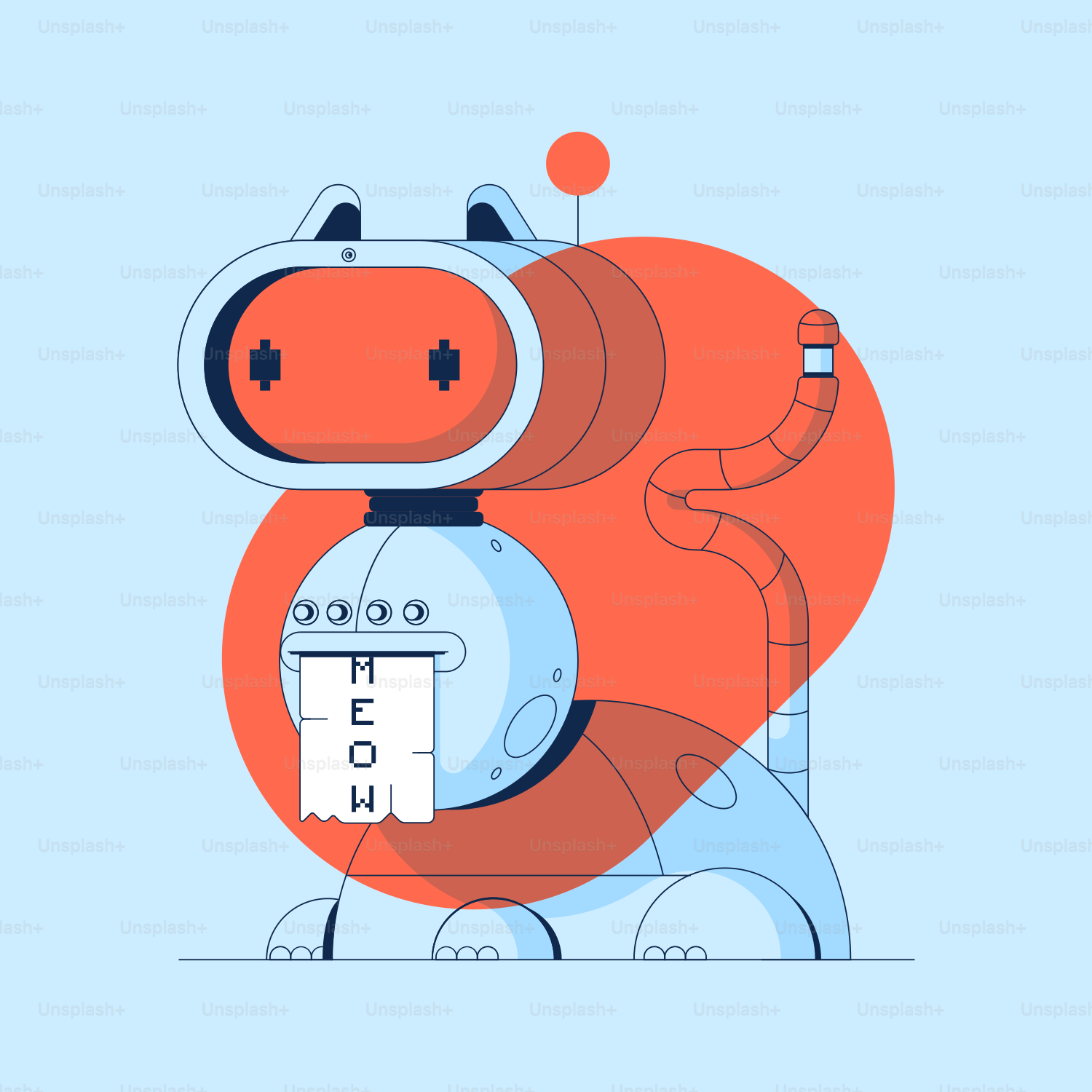 An orange and blue animal with a blue background