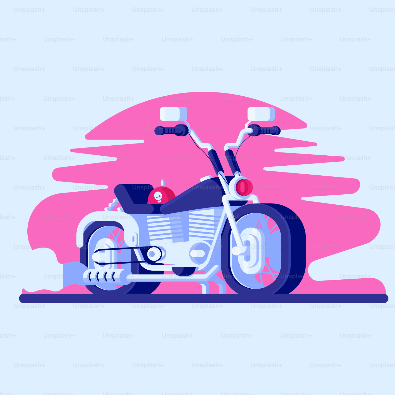 ピンクの背景のバイク