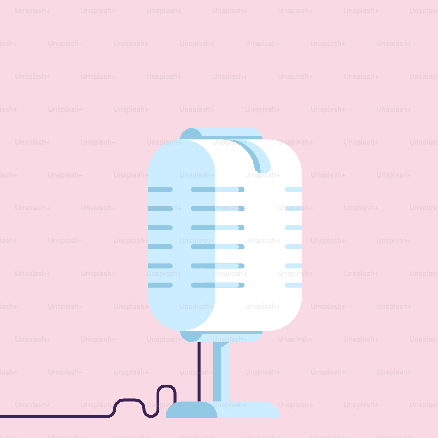 A medical device connected to a cord on a pink background