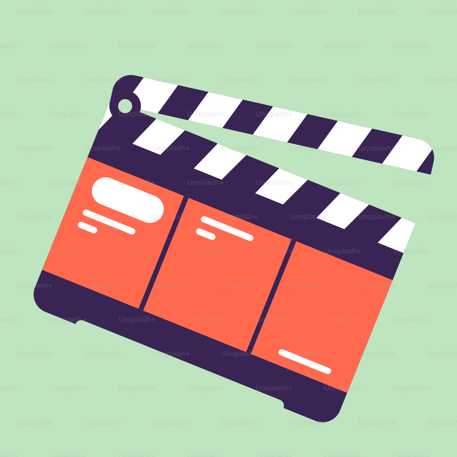 Ein Filmklapper auf grünem Hintergrund