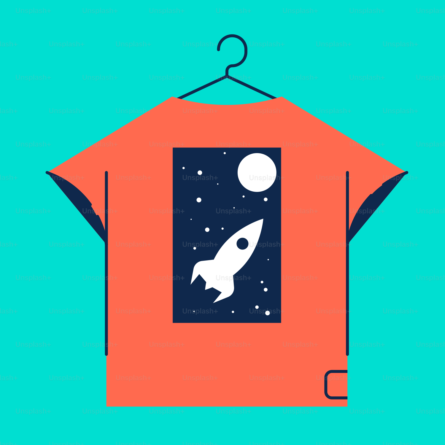 A t - shirt with a rocket ship on it