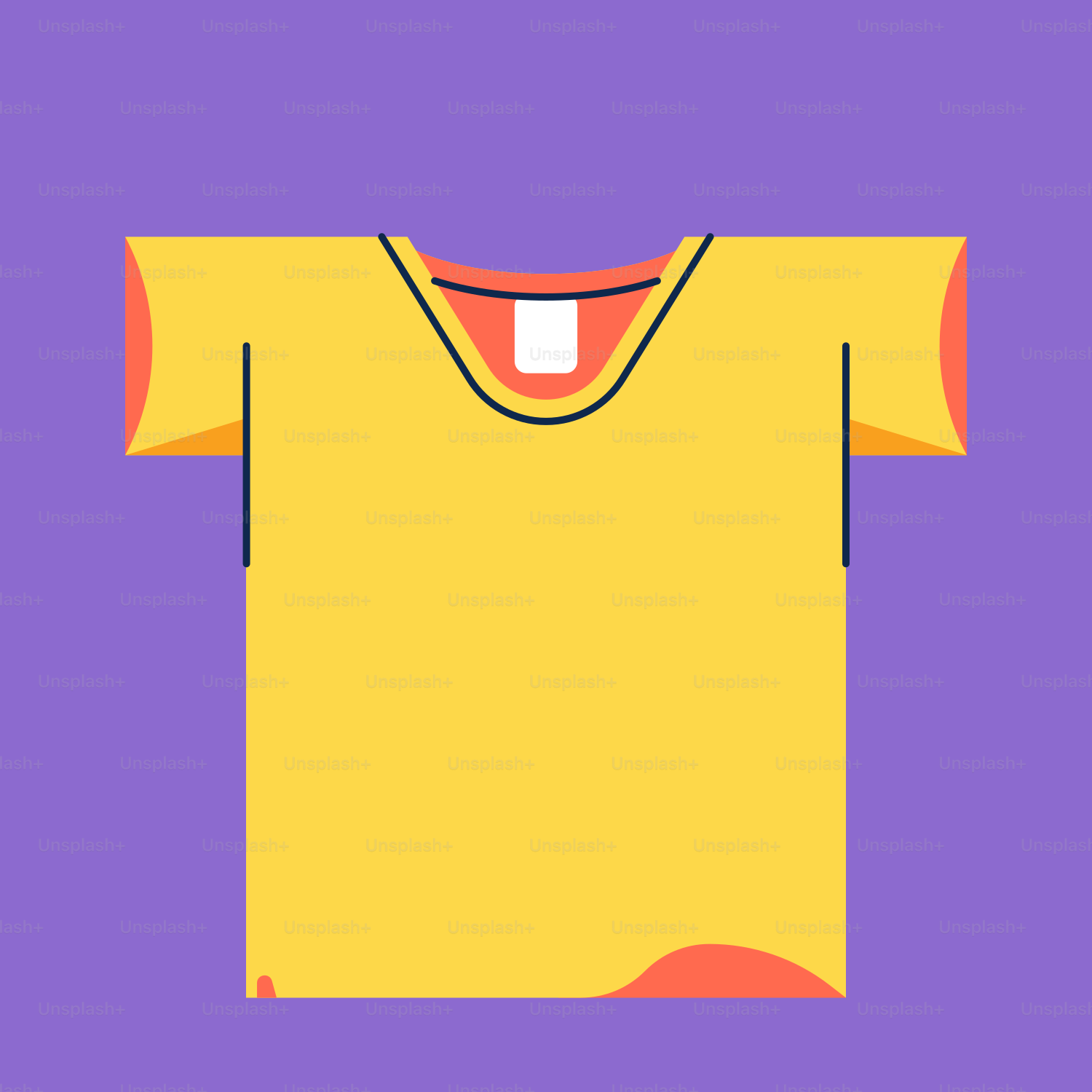 A yellow t - shirt with a purple background