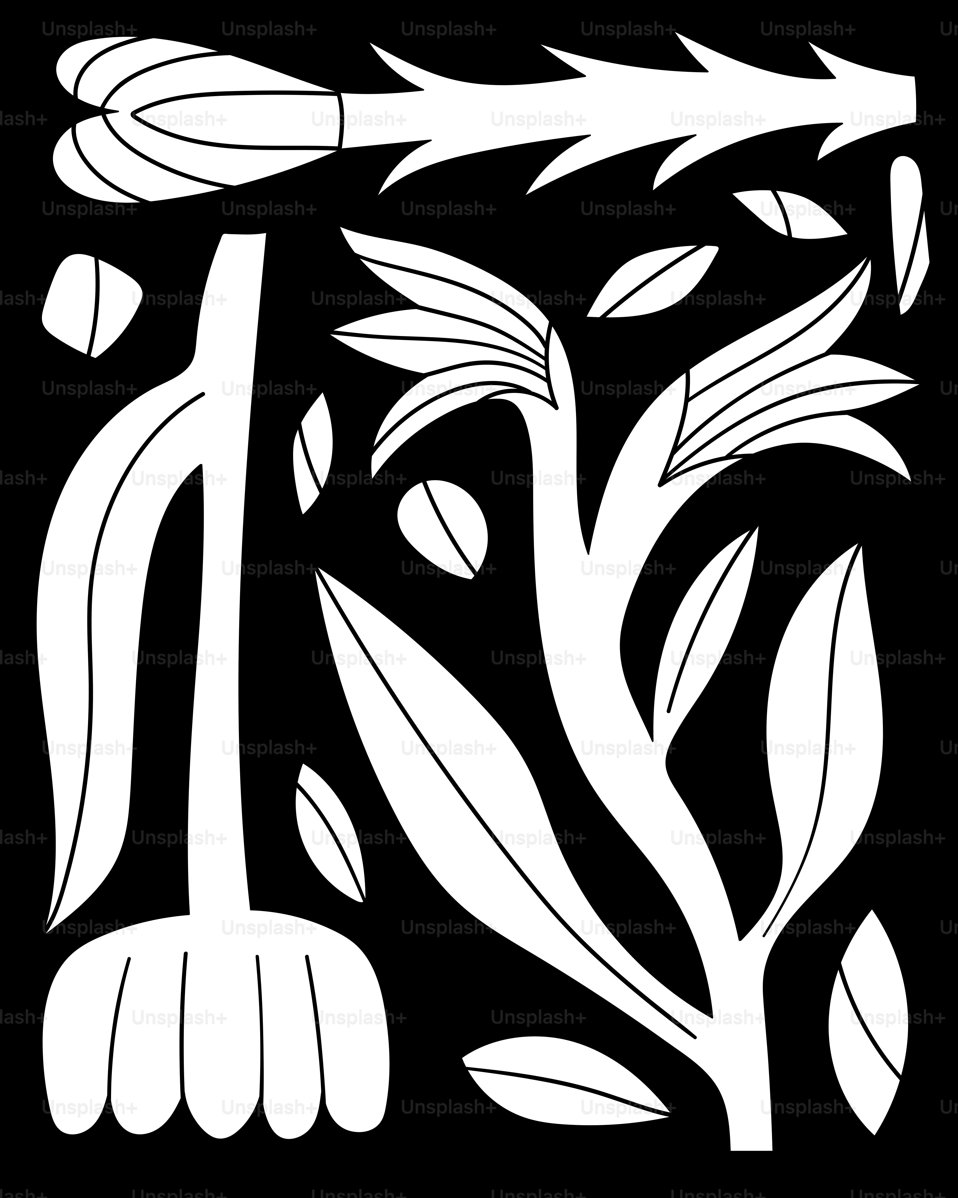 a-black-and-white-drawing-of-a-floral-design-vector-plants-image-on