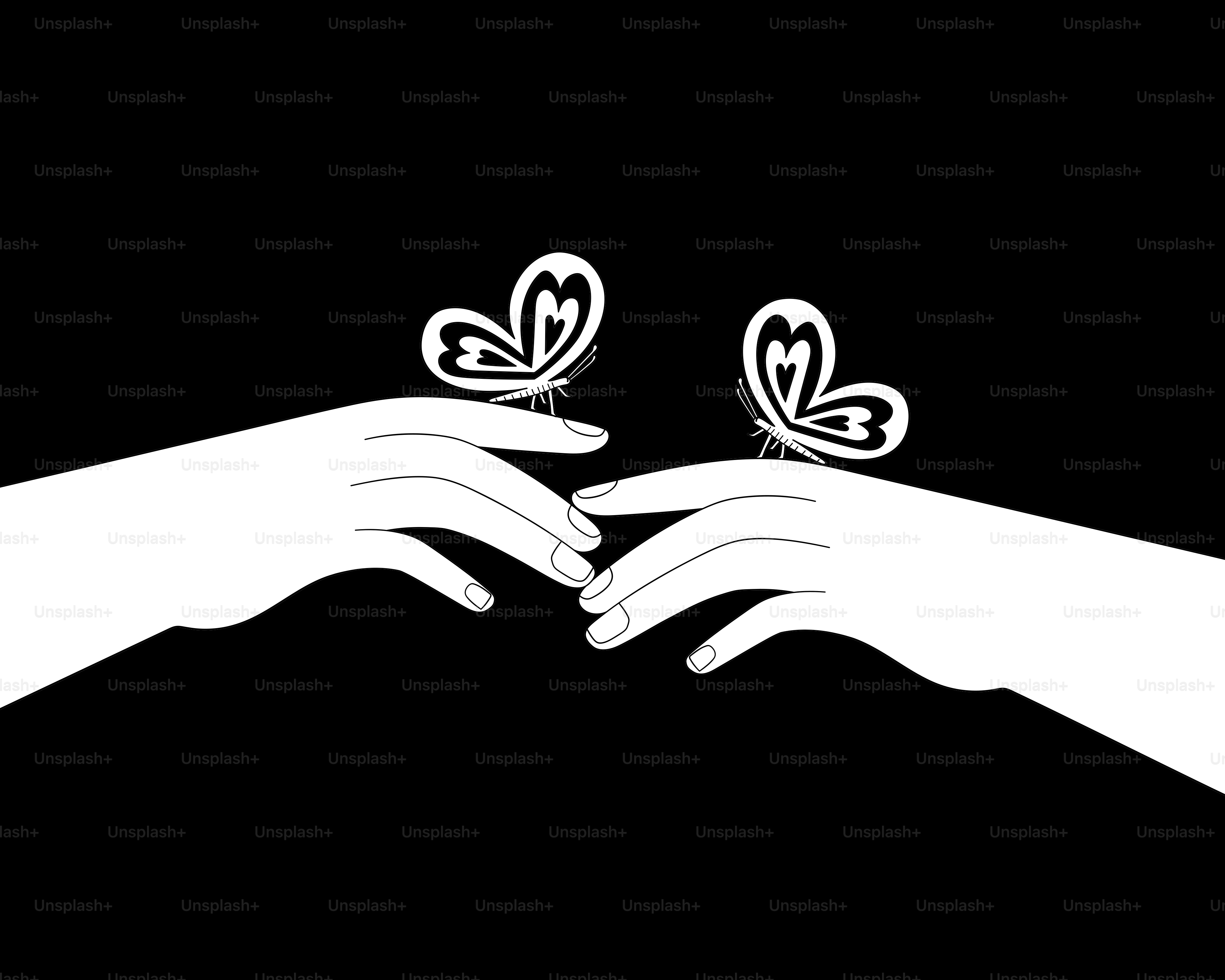 Two hands holding a butterfly on top of each other