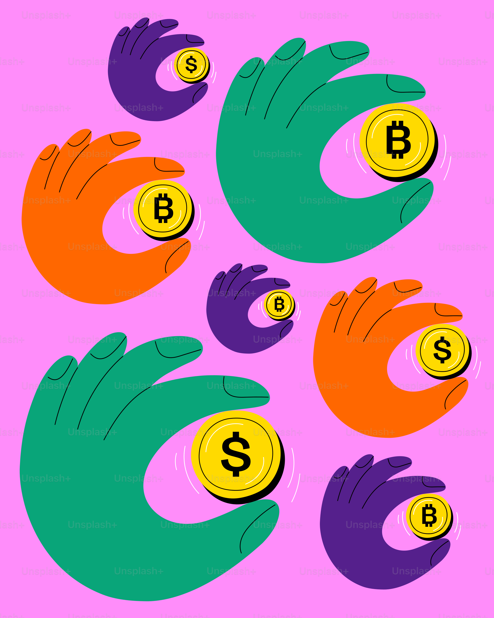 お金が出ている手の束