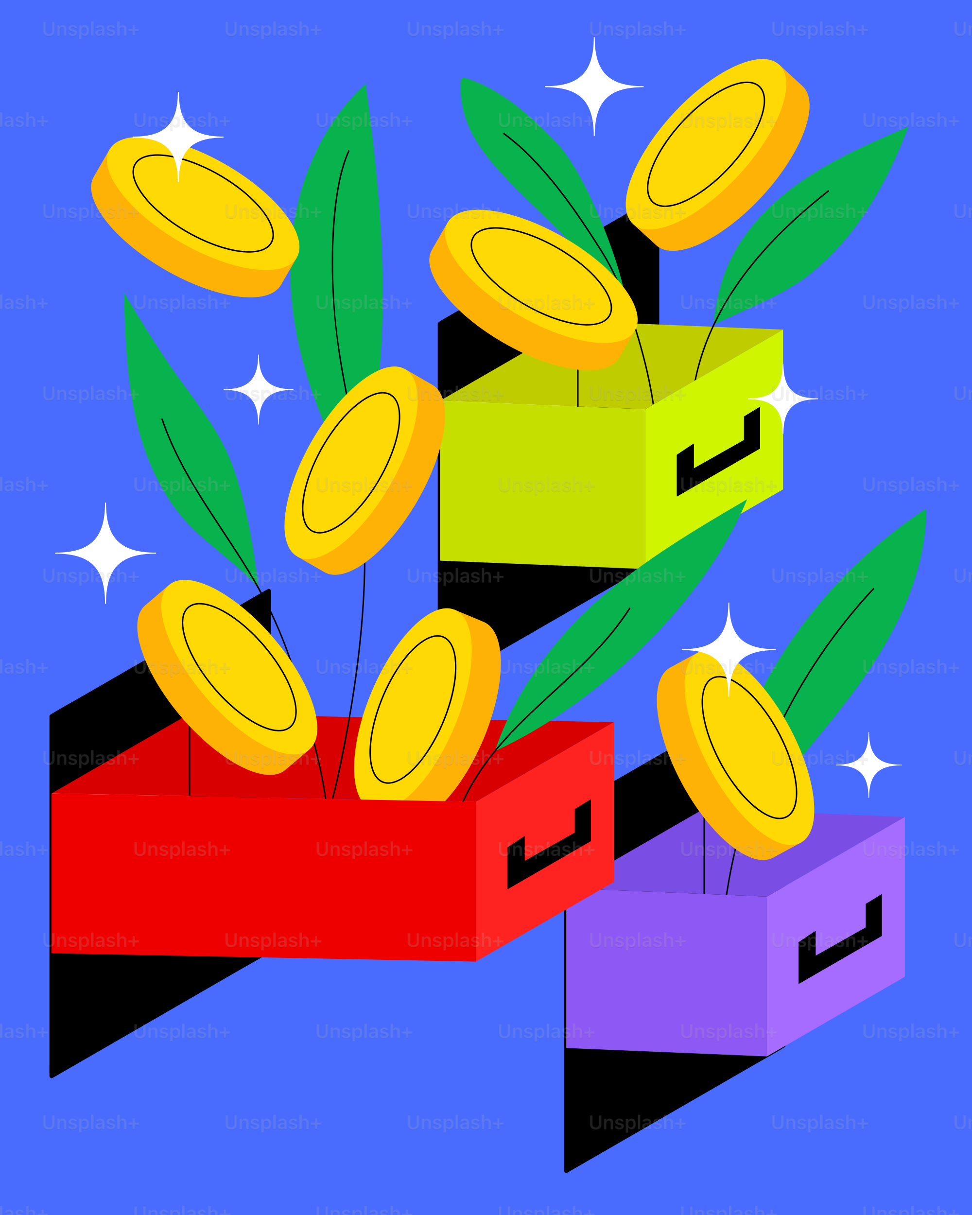 Un mucchio di soldi sta uscendo da una scatola