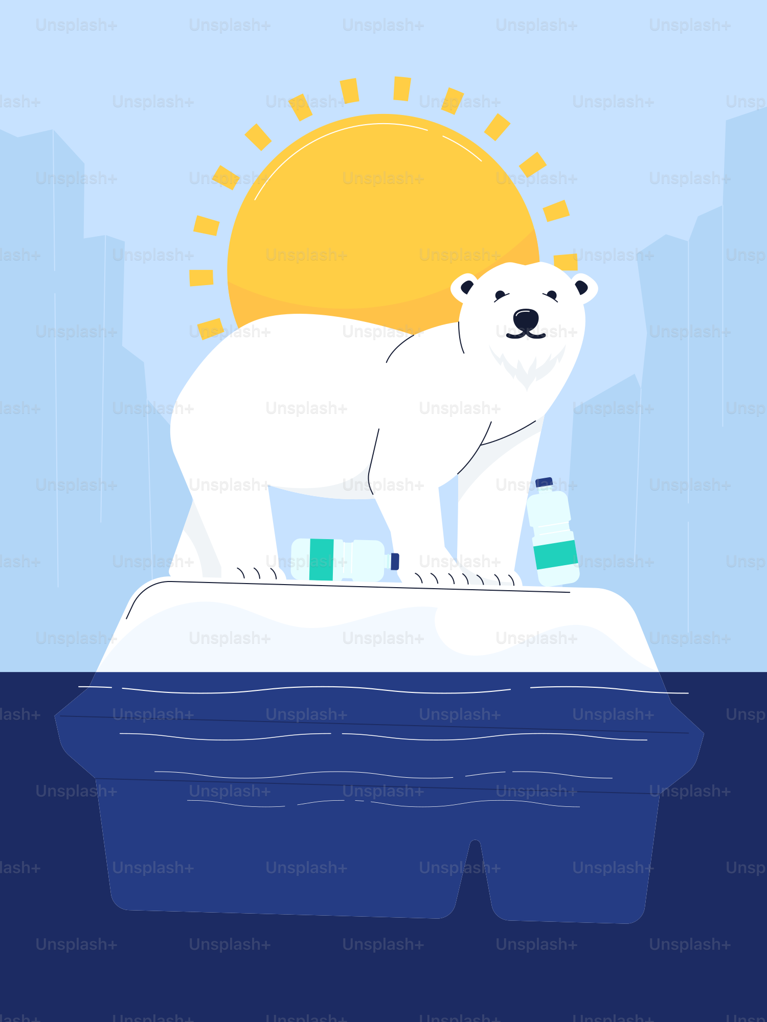 A polar bear standing on top of an iceberg