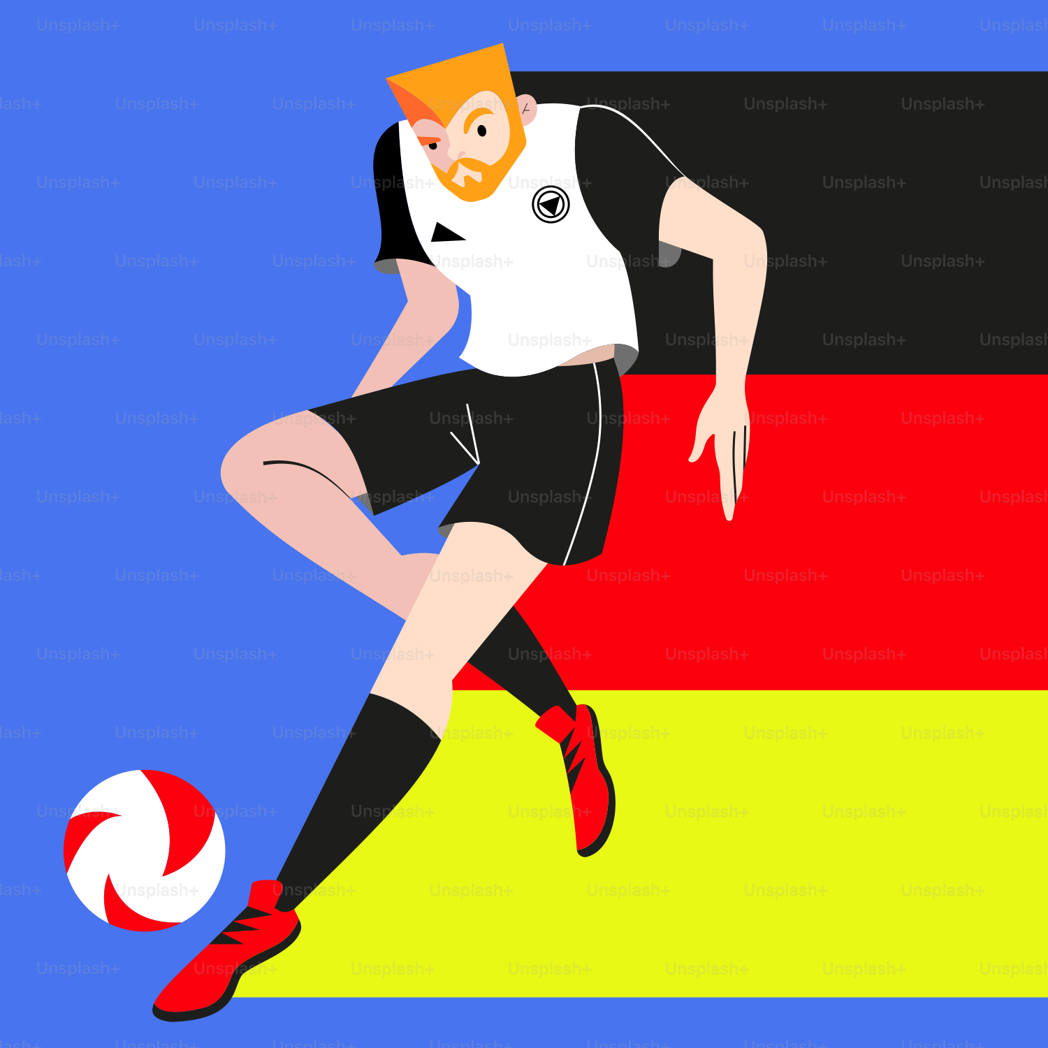 Eine Frau, die einen Fußball über ein Feld kickt