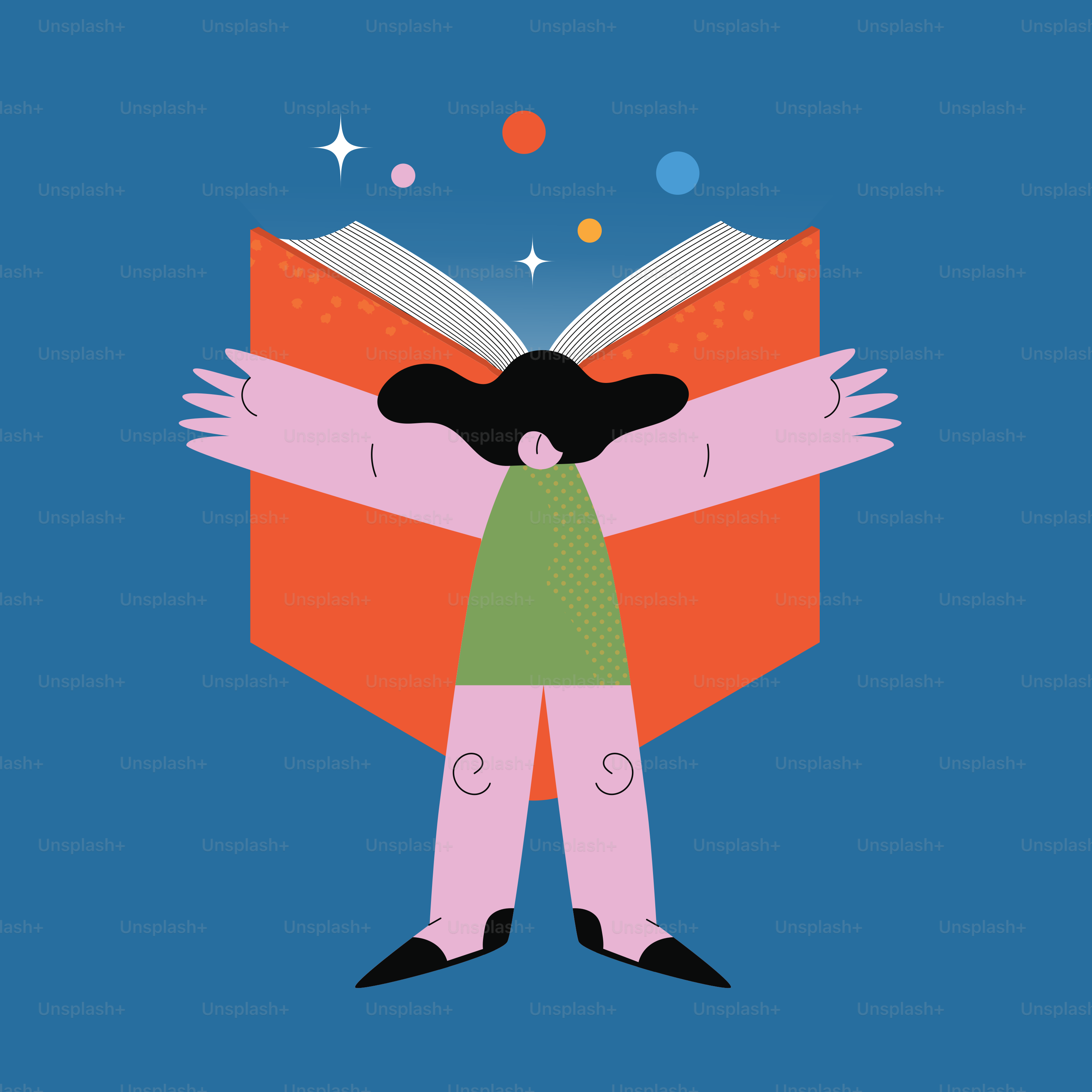 A cartoon character is reading a book