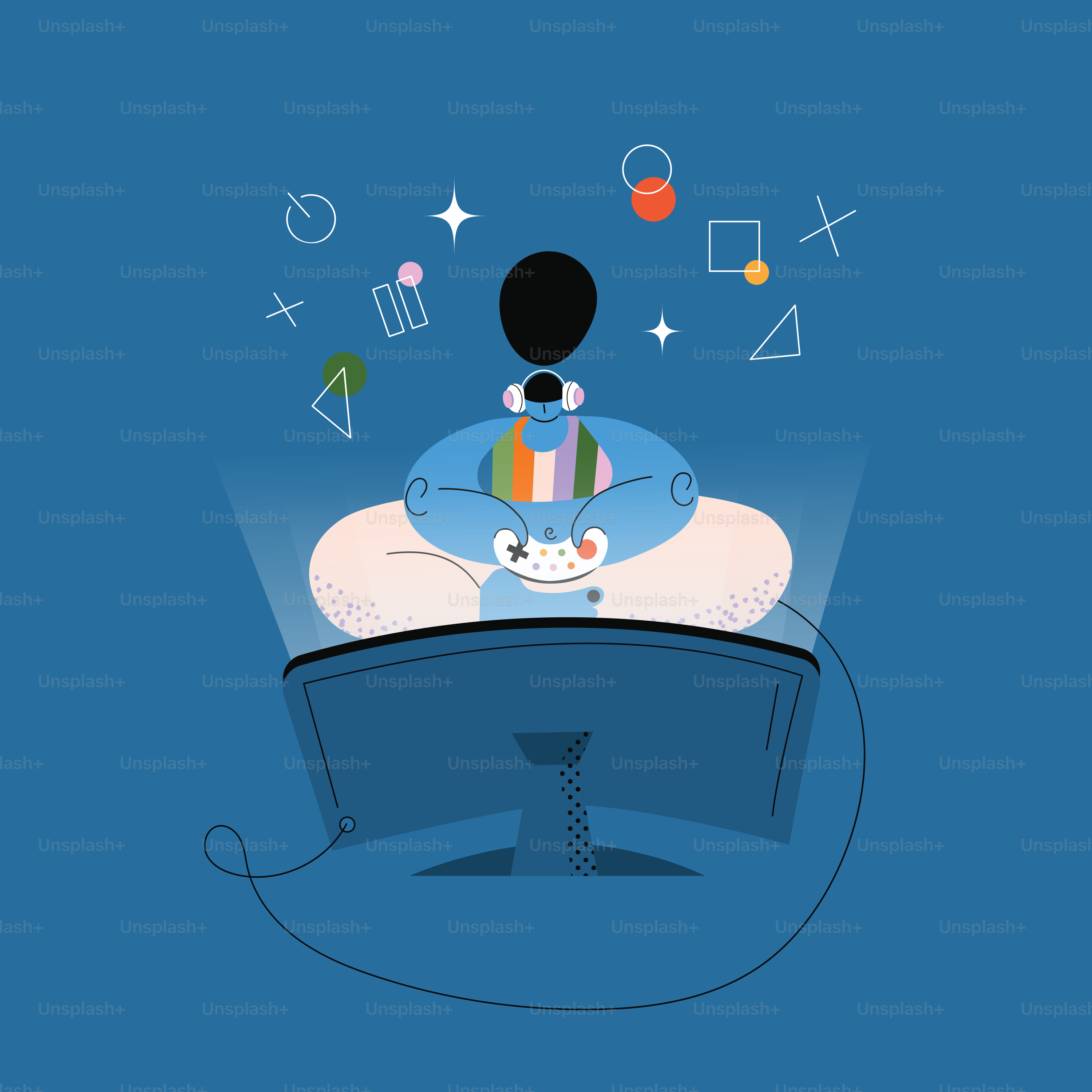 A person sitting in front of a computer screen