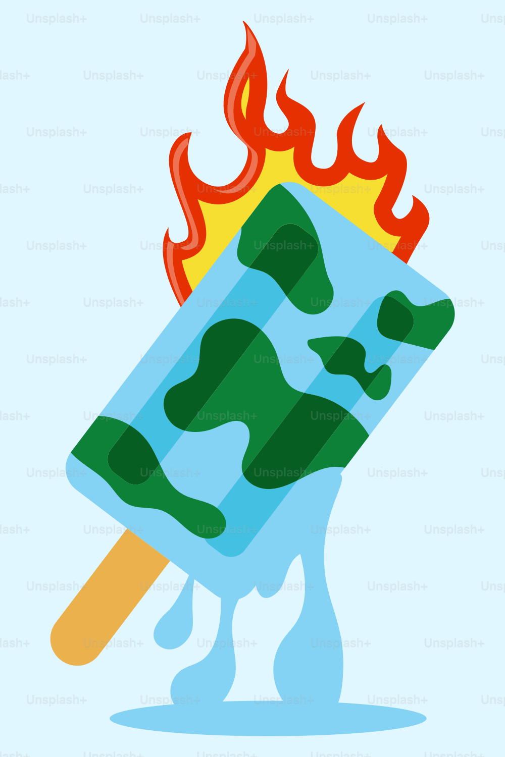 A popsicle with a fire on top of it