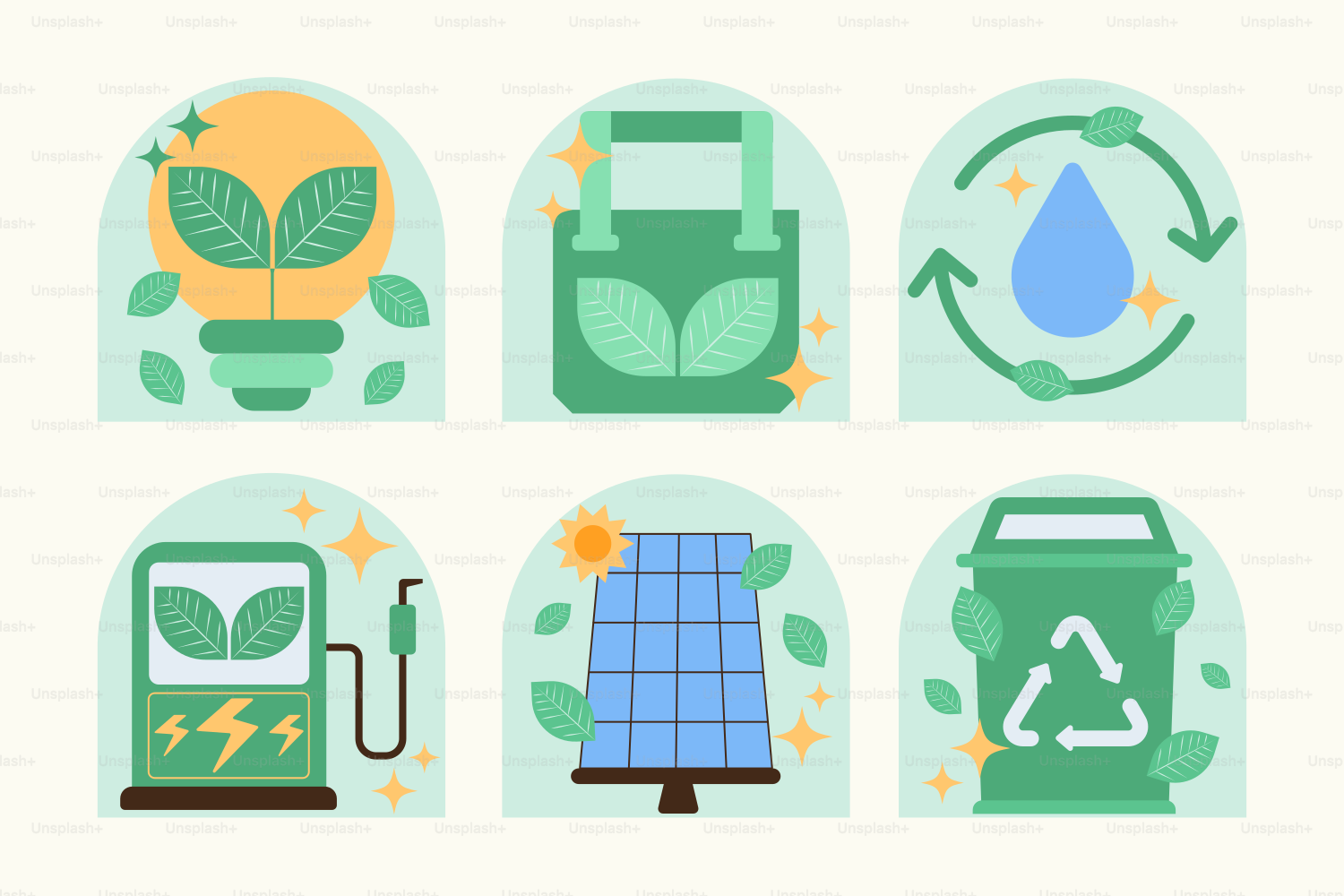 Una serie de iconos que representan