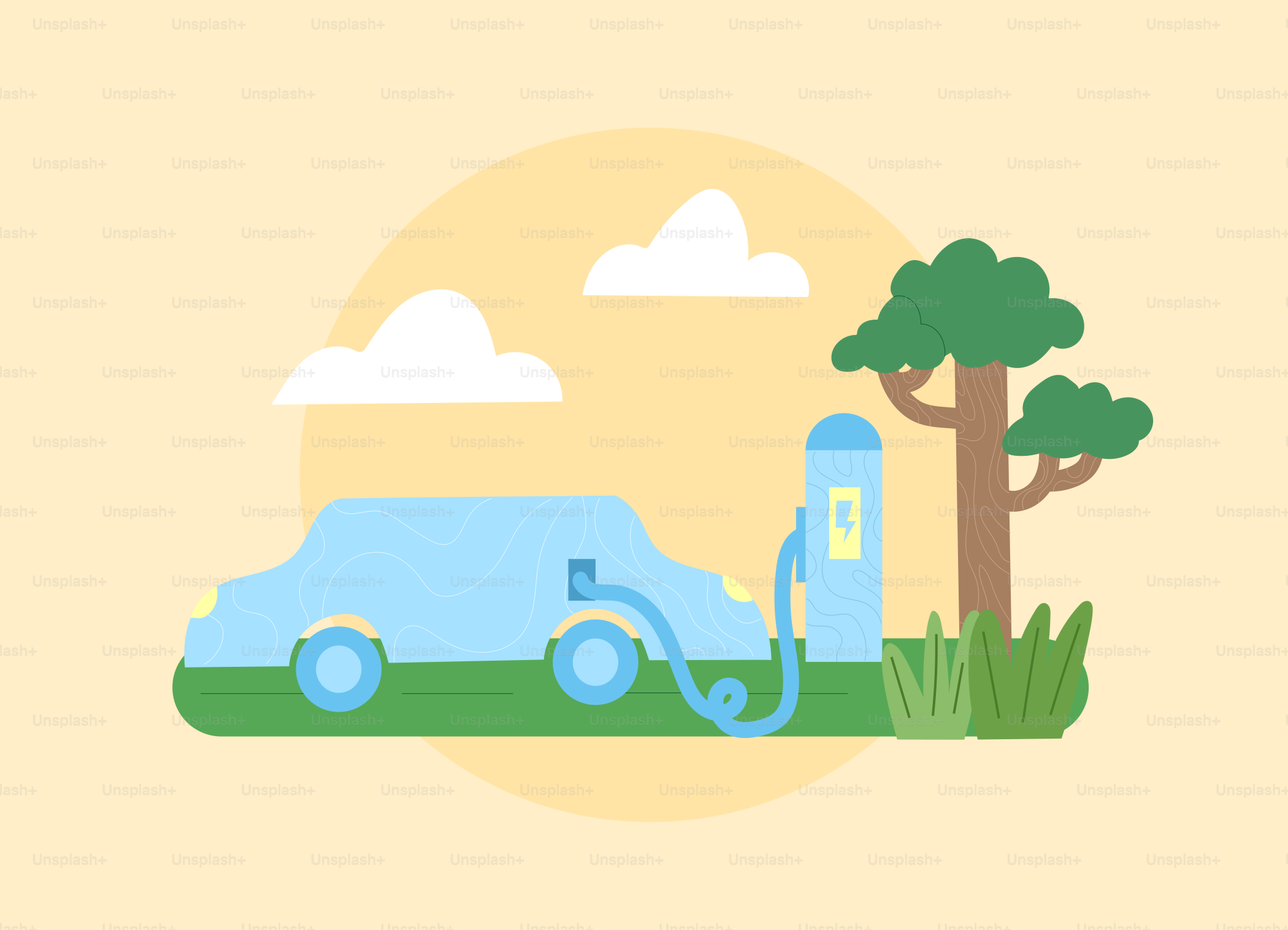 An image of a car with a gas pump