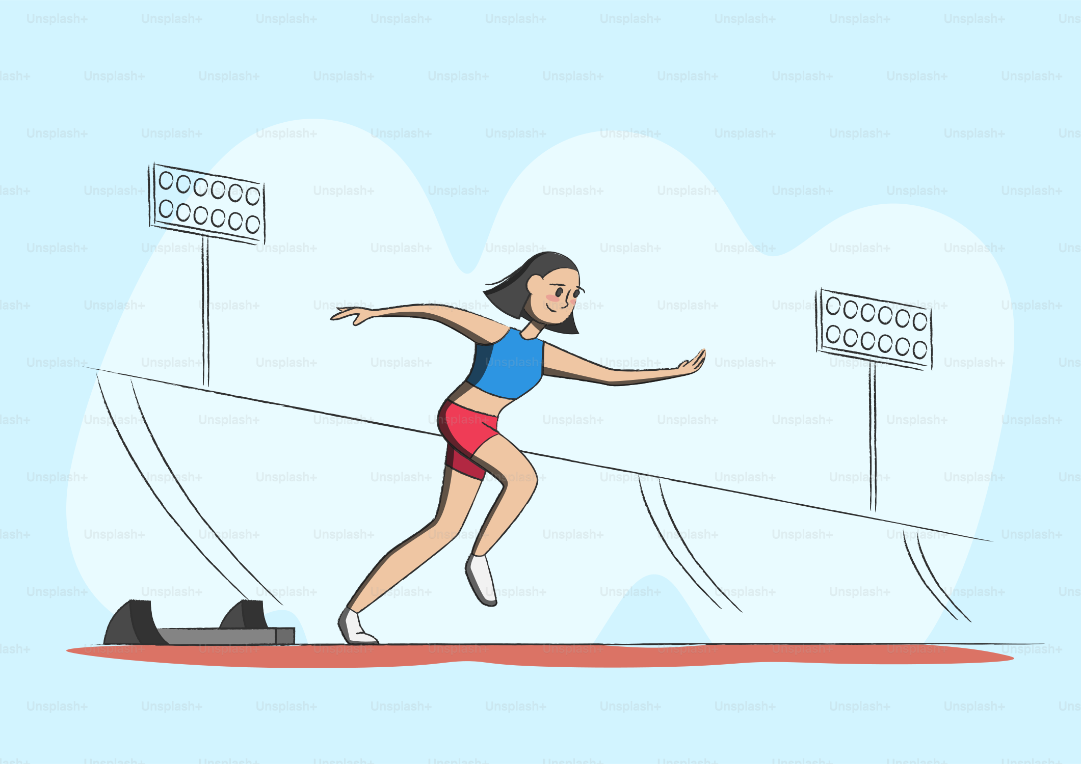 A woman is running on a track