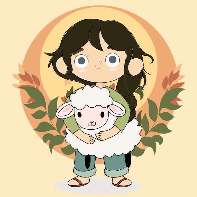 Una bambina che tiene una pecora tra le braccia