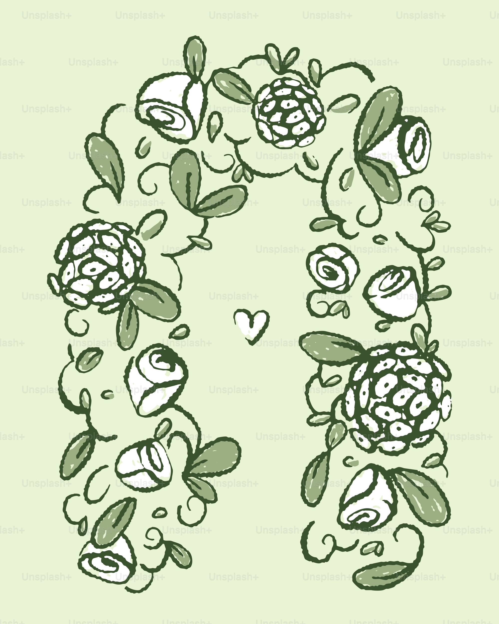 A letter made up of flowers and leaves