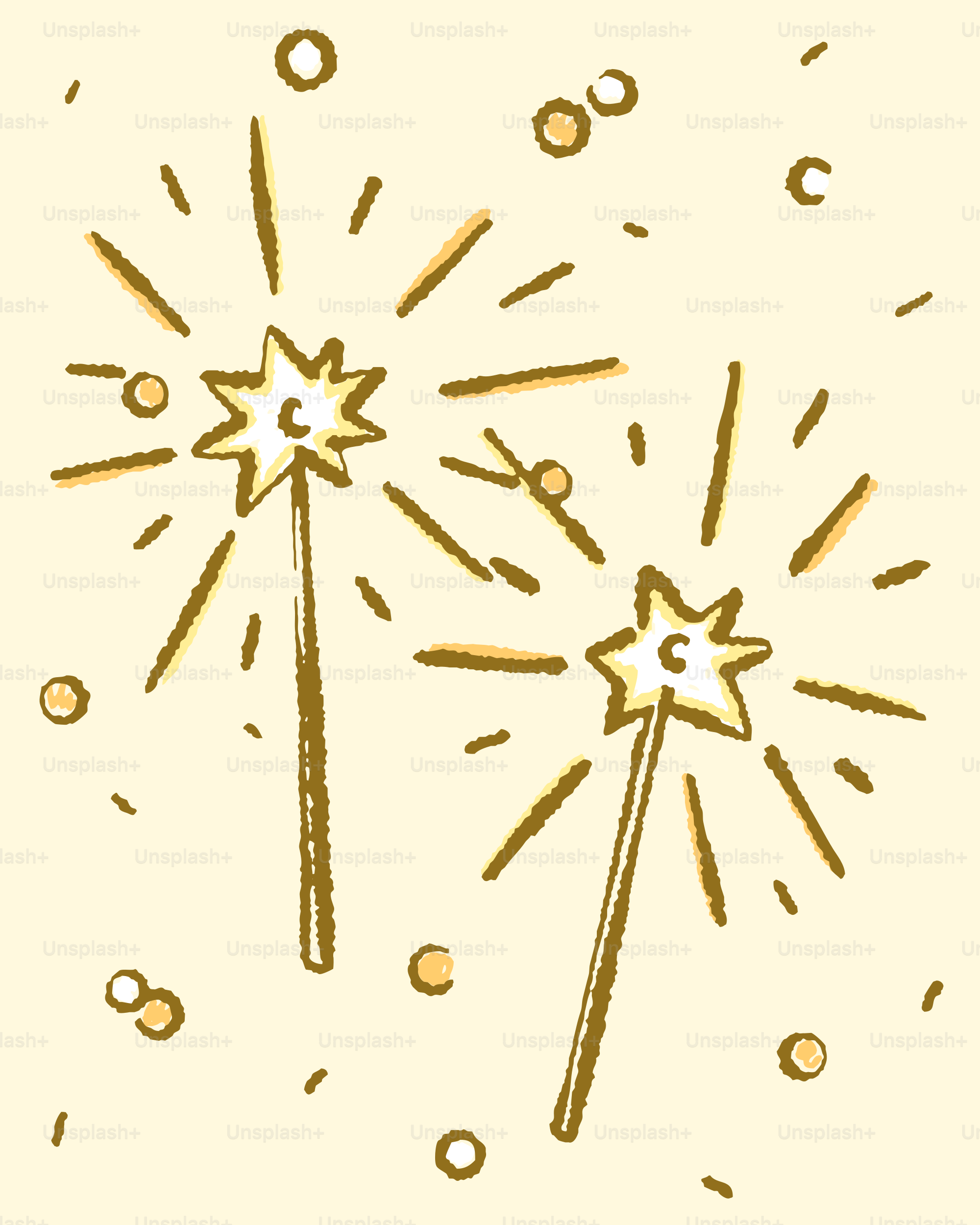 A drawing of two sparklers on a white background