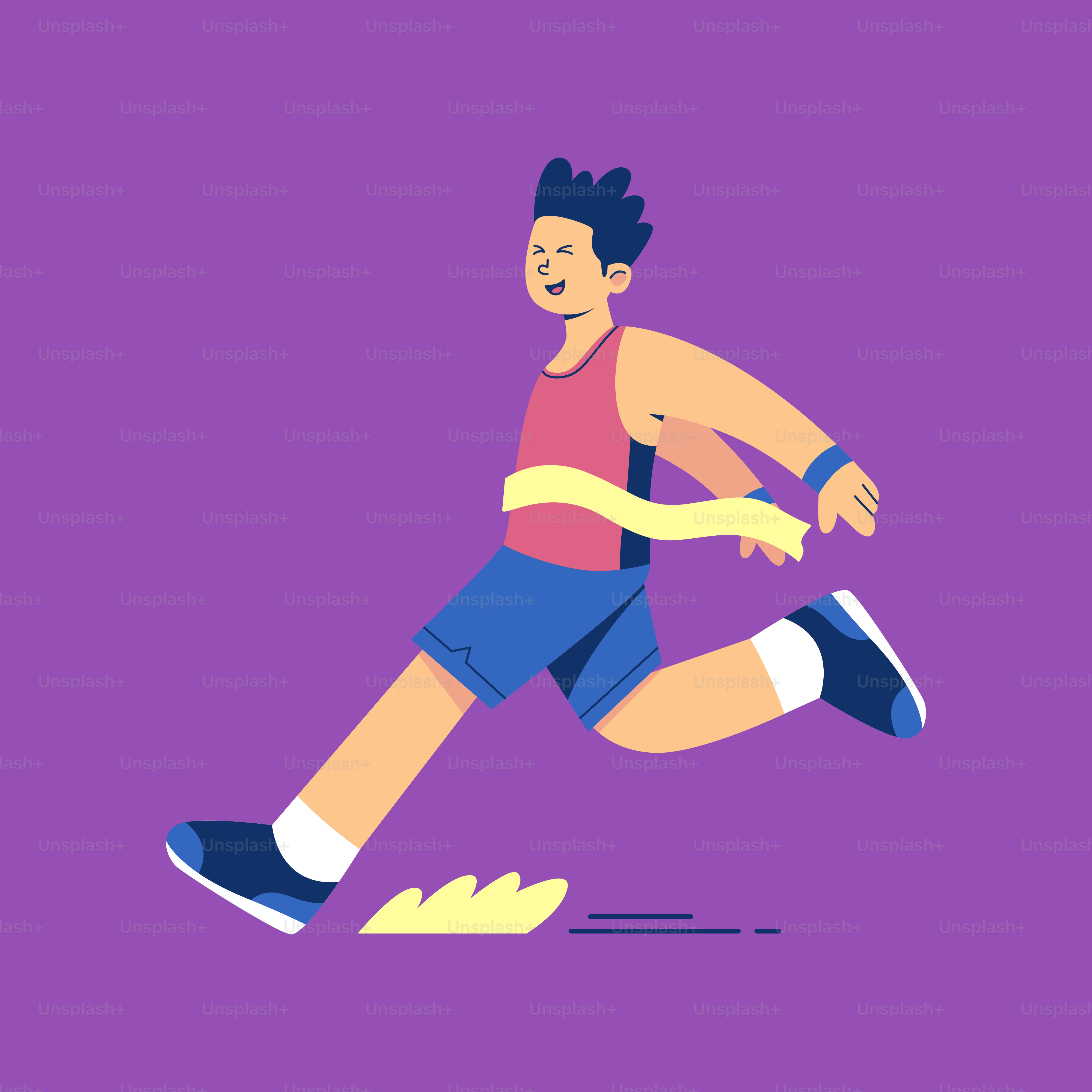 A man running on a purple background