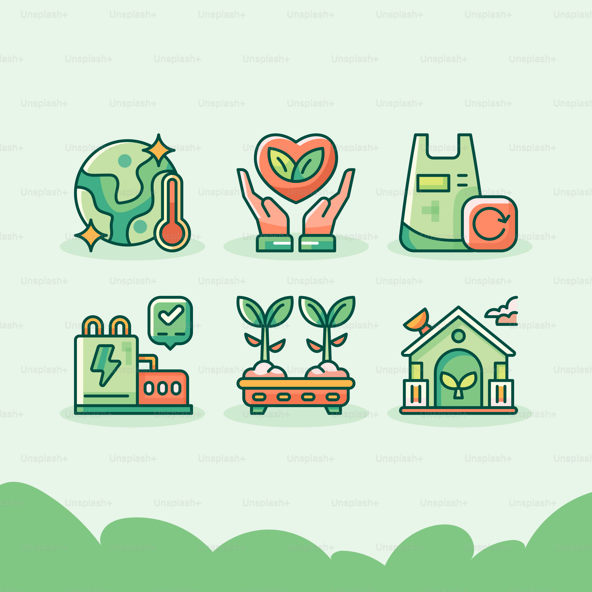 Un tas d’icônes qui sont sur un fond vert