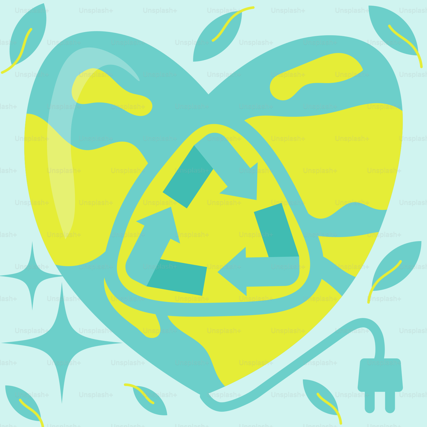 A heart with a recycle inside of it