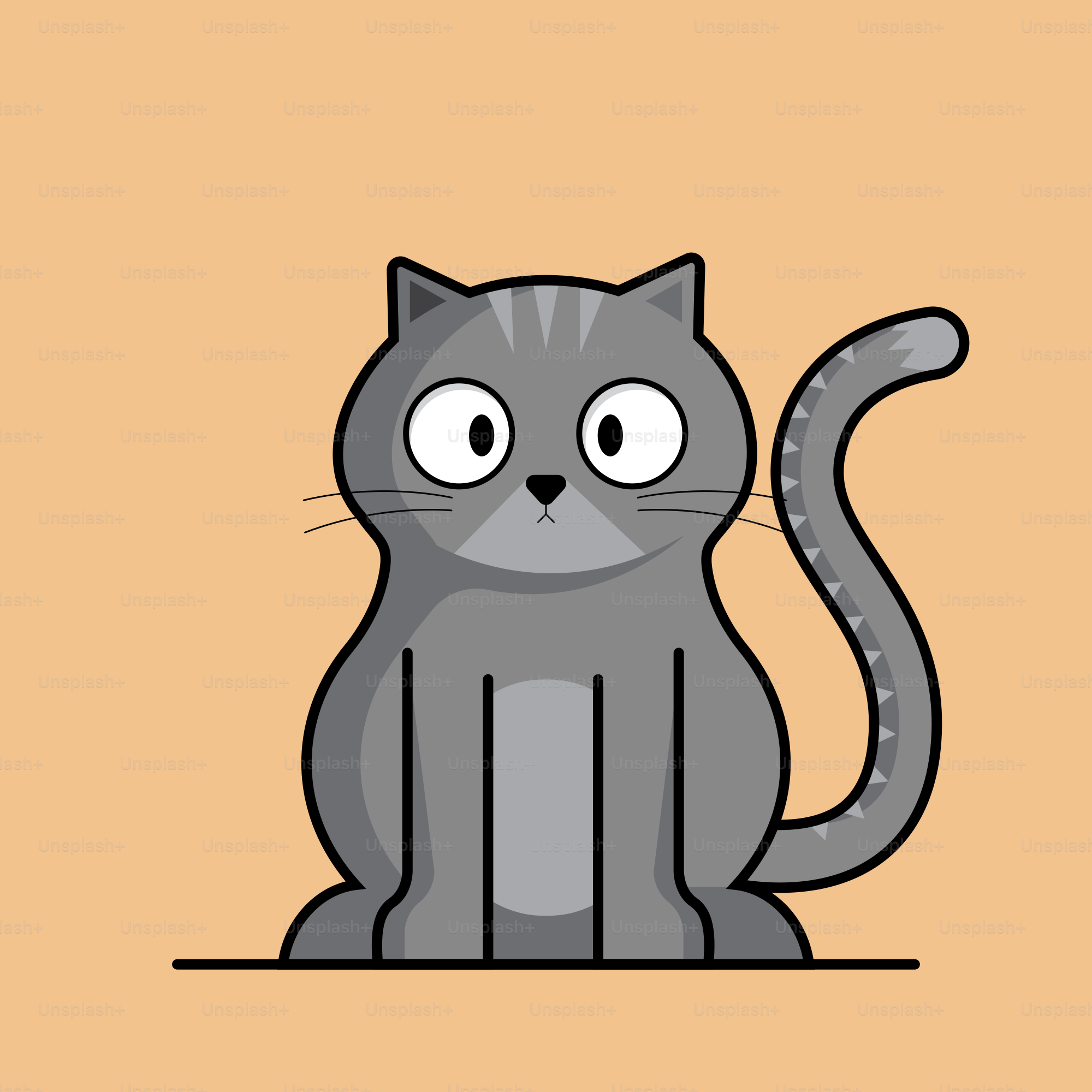 Un chat gris aux grands yeux assis vectoriel – Image de Chat sur Unsplash, image size:3000x3000