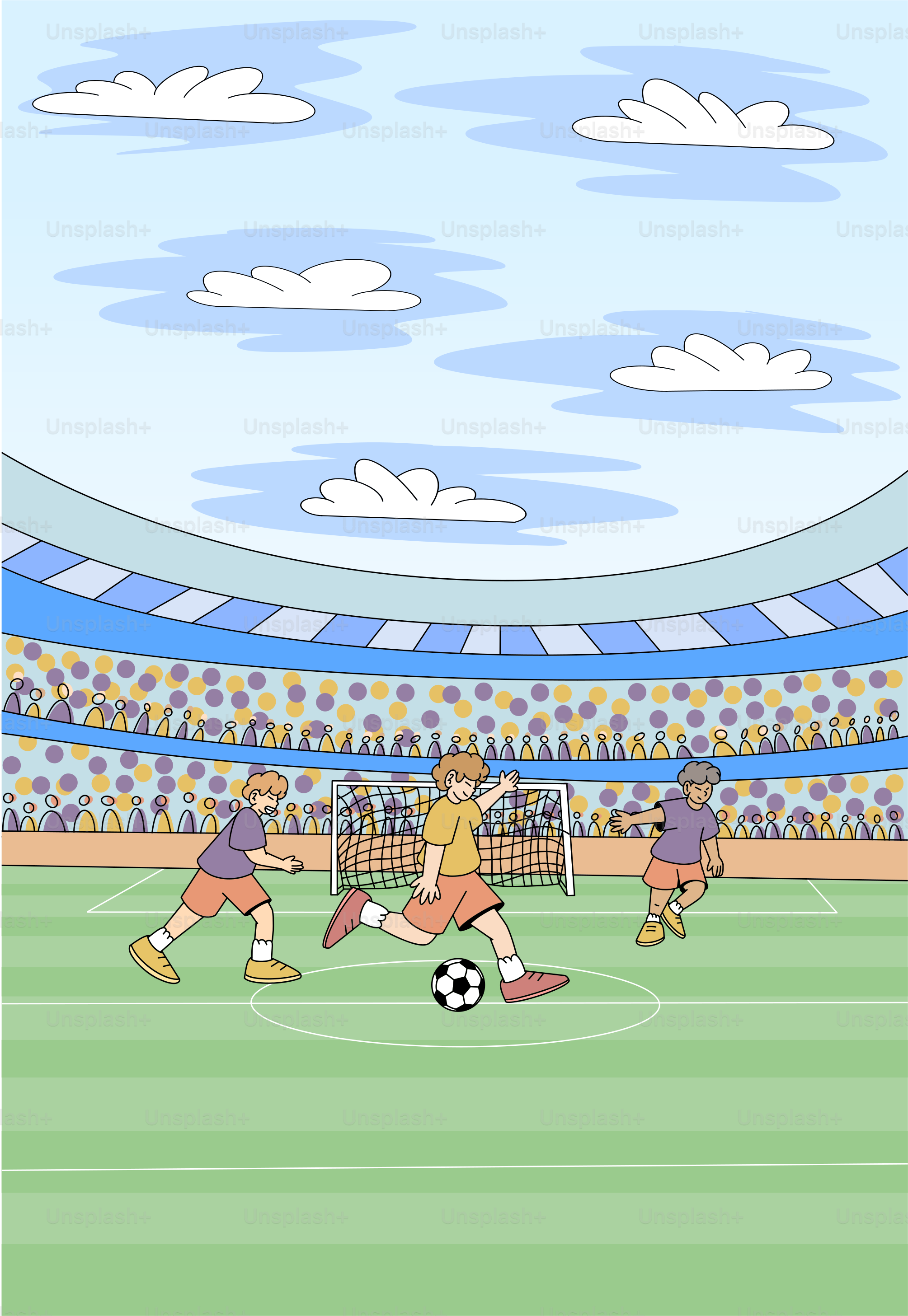 A group of people playing a game of soccer