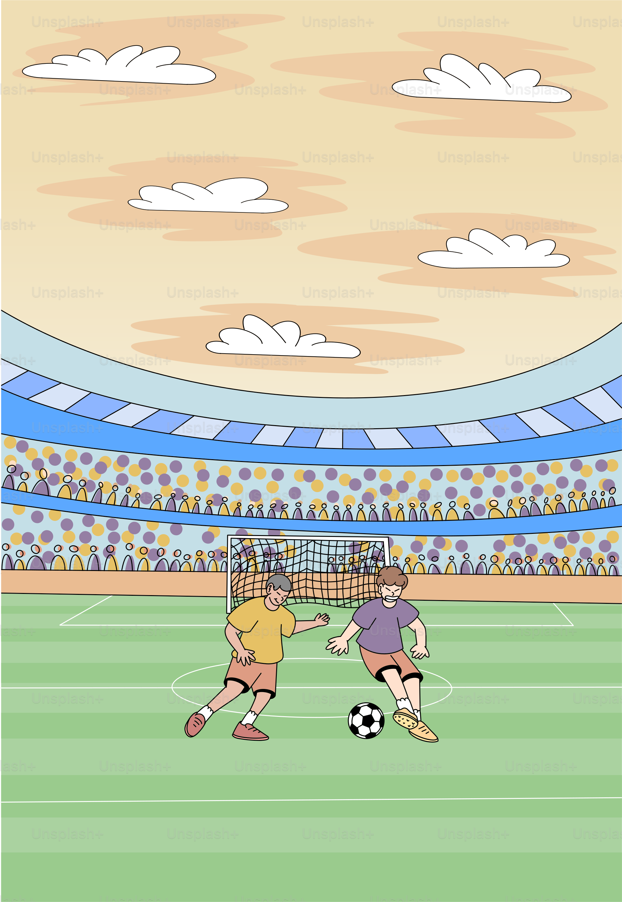 A couple of people playing a game of soccer