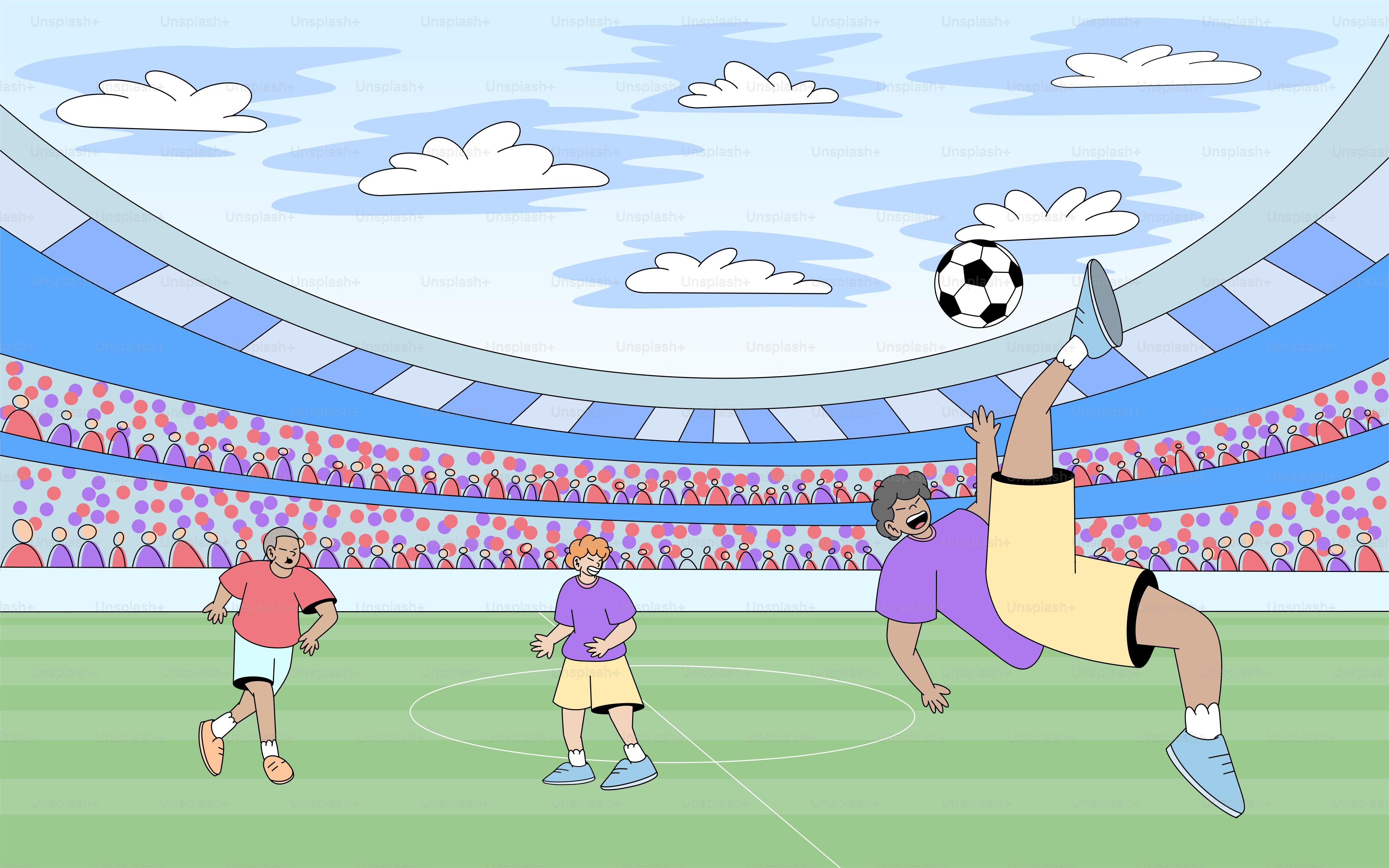 A group of people playing a game of soccer