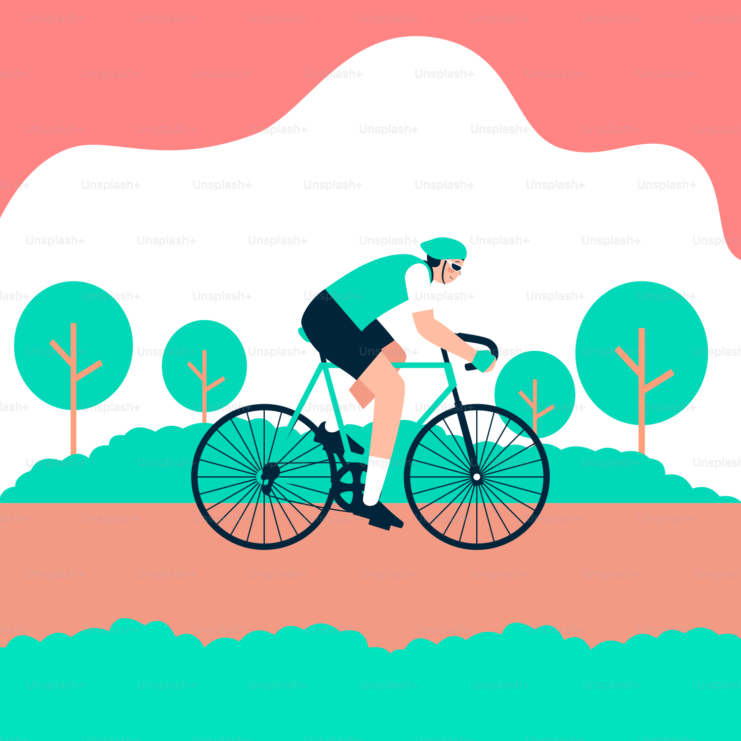 A man riding a bike in a park