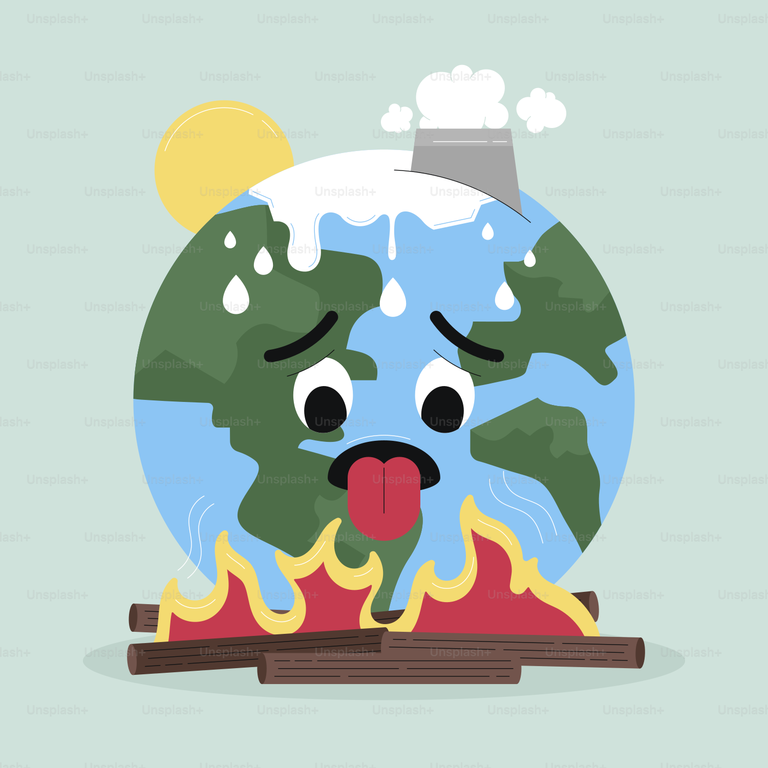 핫도그가 입에서 튀어나온 만화 지구