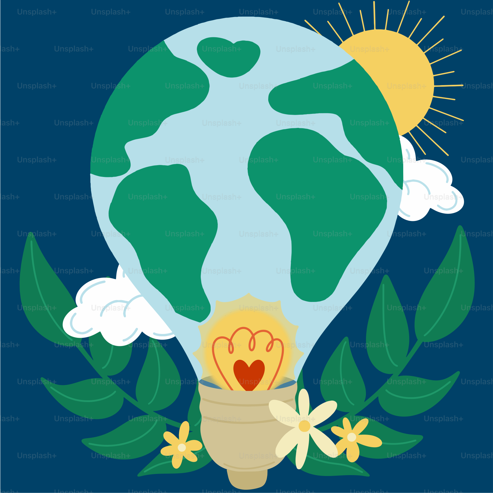 A picture of the earth in a hot air balloon