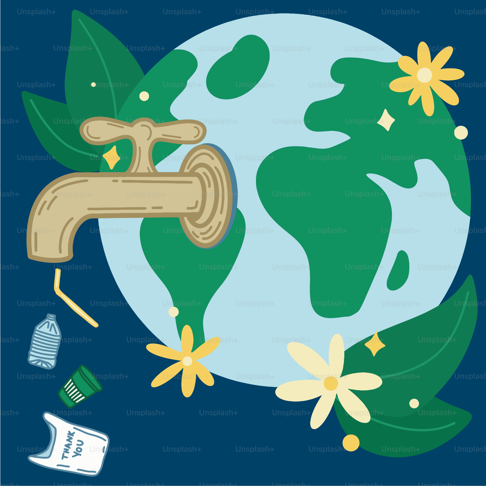 Una foto de un grifo con flores alrededor