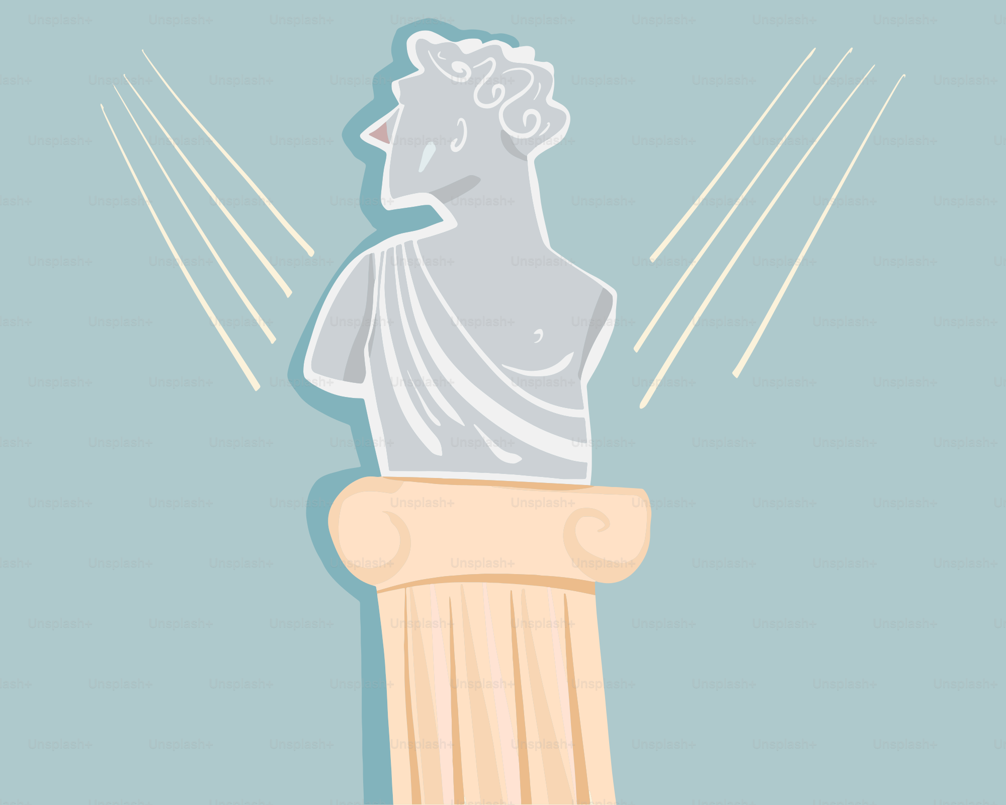 Eine Zeichnung einer Statue auf einem Sockel