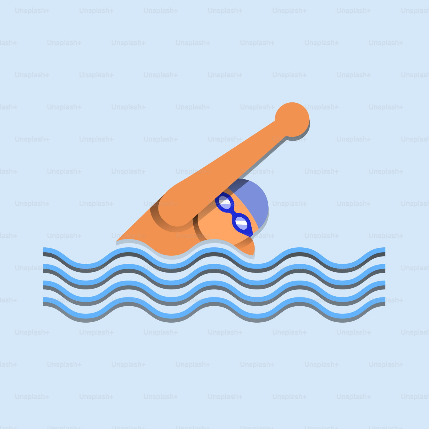 A person swimming in the water with a swimming cap on