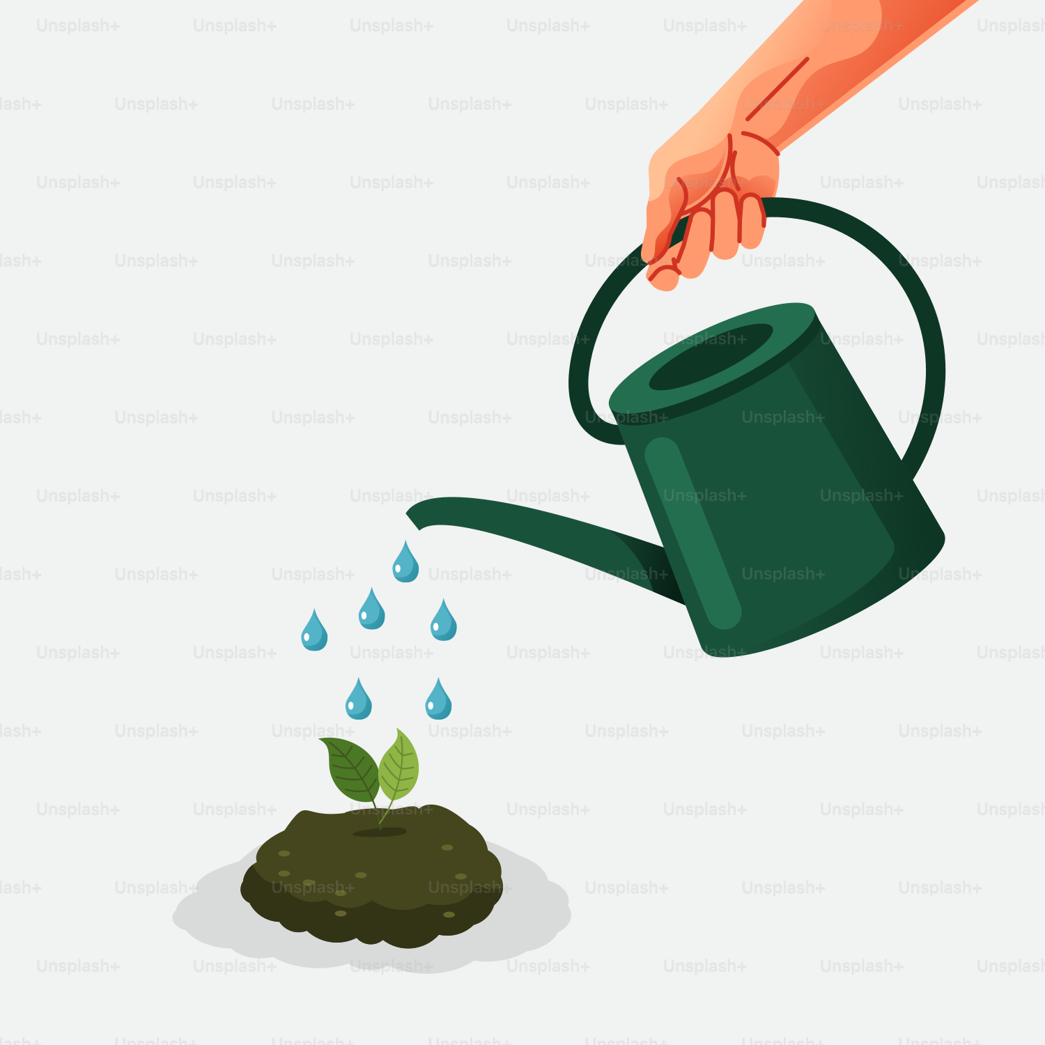 A person is pouring water from a watering can