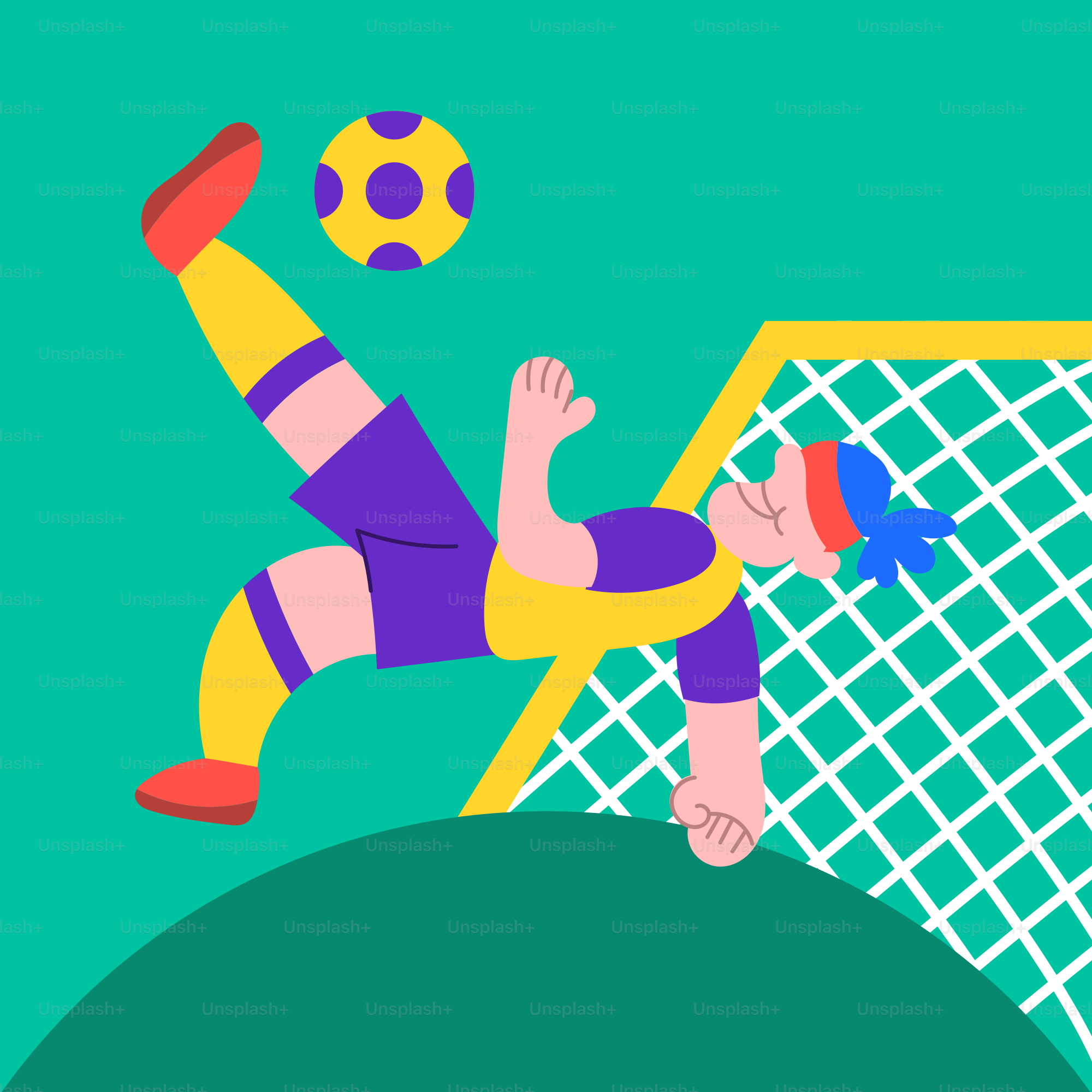 ボールを狙って飛び込むサッカーのゴールキーパーの漫画