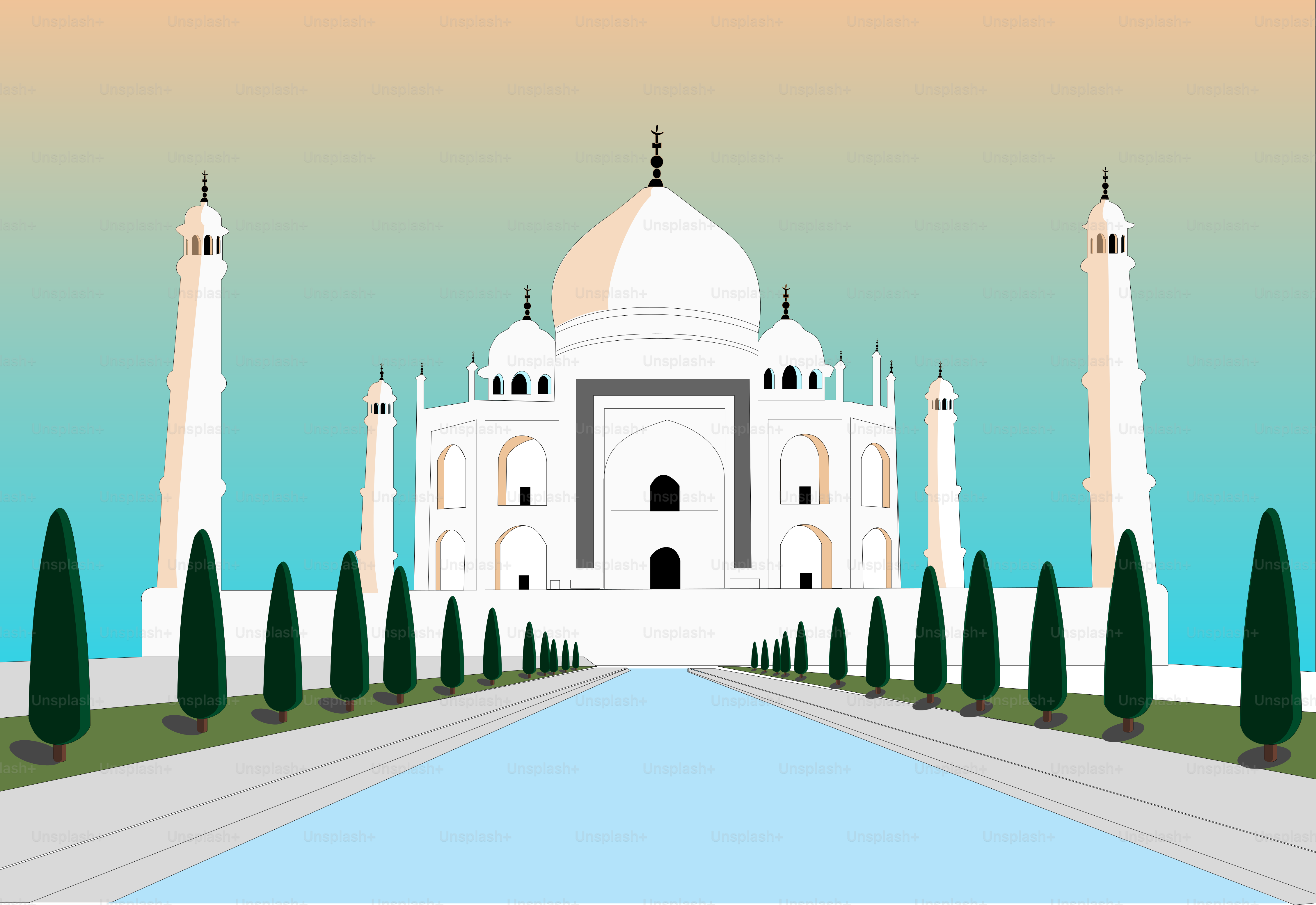 A picture of a white building surrounded by trees