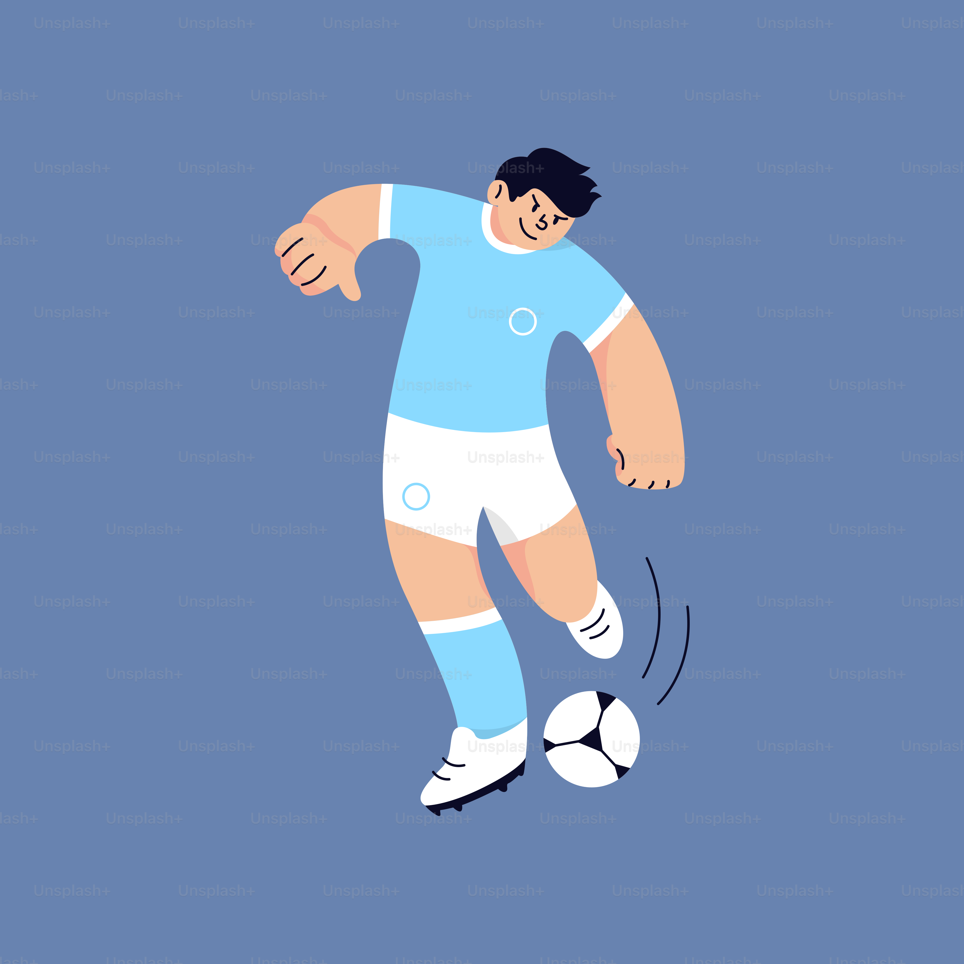 A cartoon of a man kicking a soccer ball