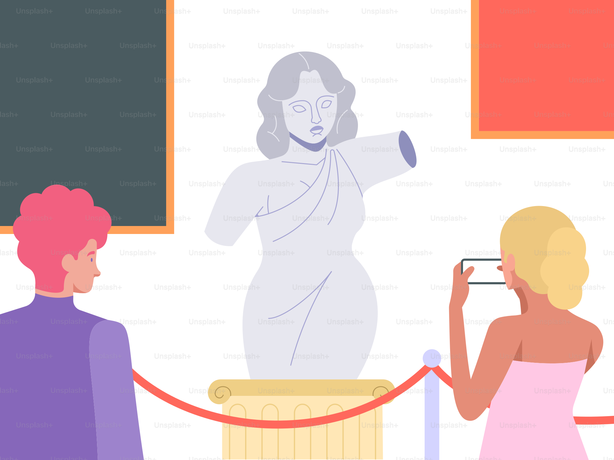 A group of people standing in front of a statue